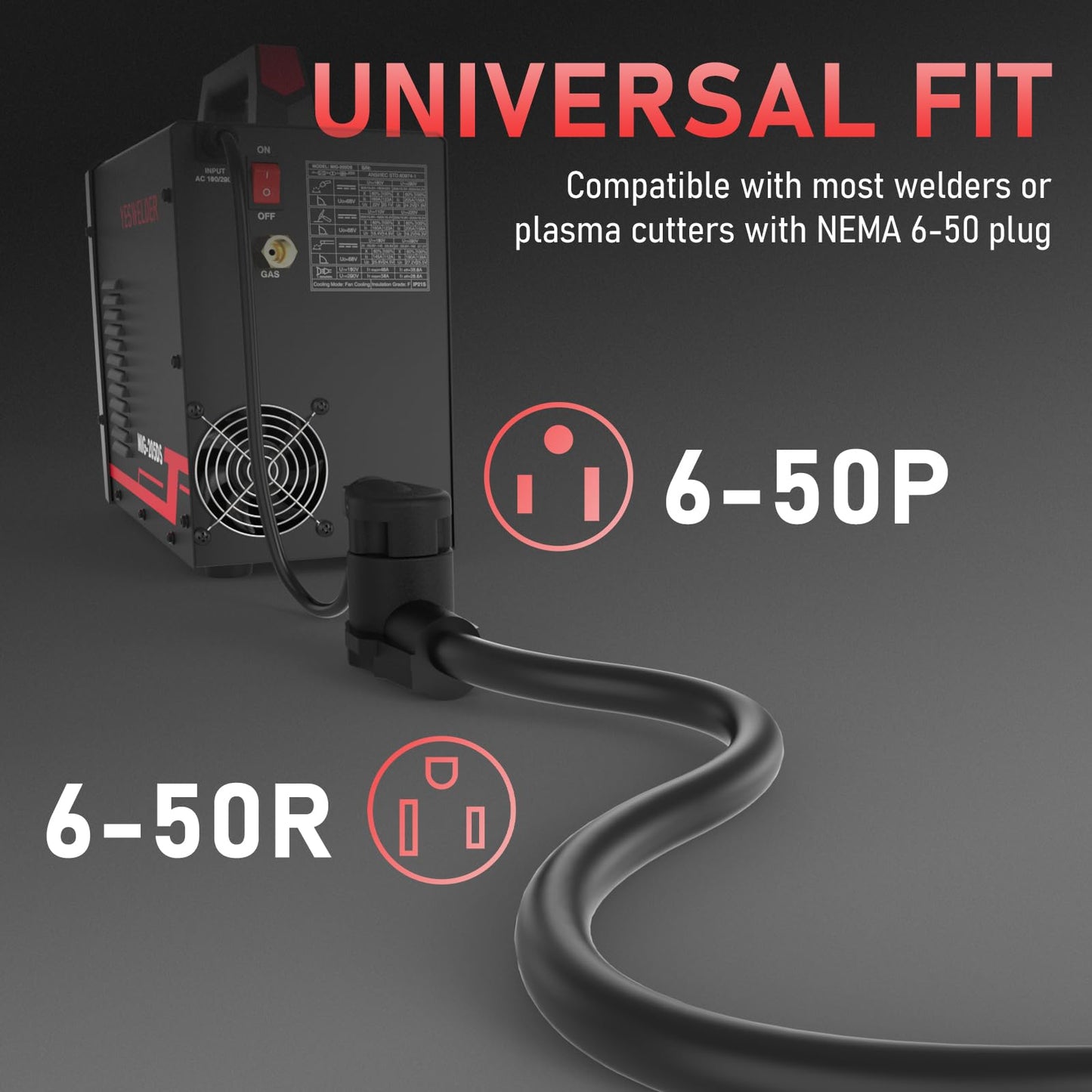 YESWELDER CUT-55DS PLUS Plasma Cutter, 55Amp Non-Touch Pilot Arc Air Power, 2-In-1 Plate Cutting/Grid Cutting Plasma Cutting Machine & 40ft 250 Volt Welder Extension Cord 8 AWG Power Extension