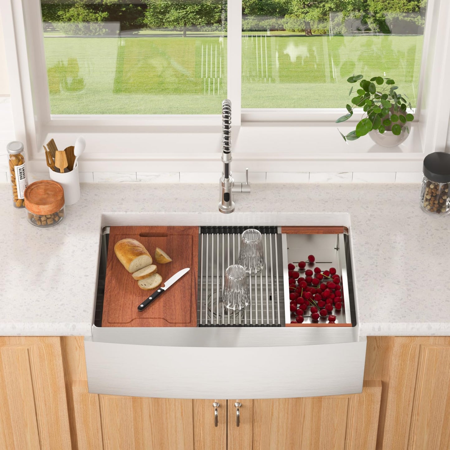 Lordear 30 Kitchen Sink Apron Front 30X22 Inch Farmhouse Sink Workstation 16 Gauge Stainless Steel Single Bowl Handmade Kitchen Farm Sinks Basin, 9" Apron Height
