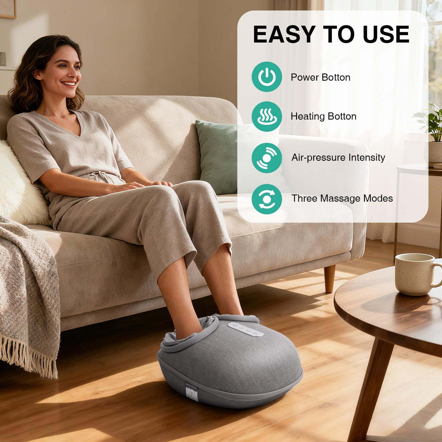 Medcursor Foot Massager with Heat - Shiatsu Deep Kneading, Delivers Relief for Tired Muscles and Plantar, Multi-Level Settings & Adjustable Intensity for Home, Gifts for Women Mom