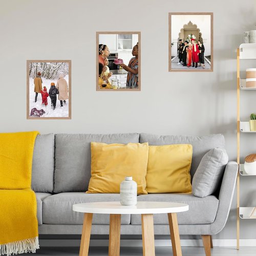 JCJMY 15x19 Picture Frame - Rustic Brown Wall Gallery Frame for Horizontal & Vertical Photos