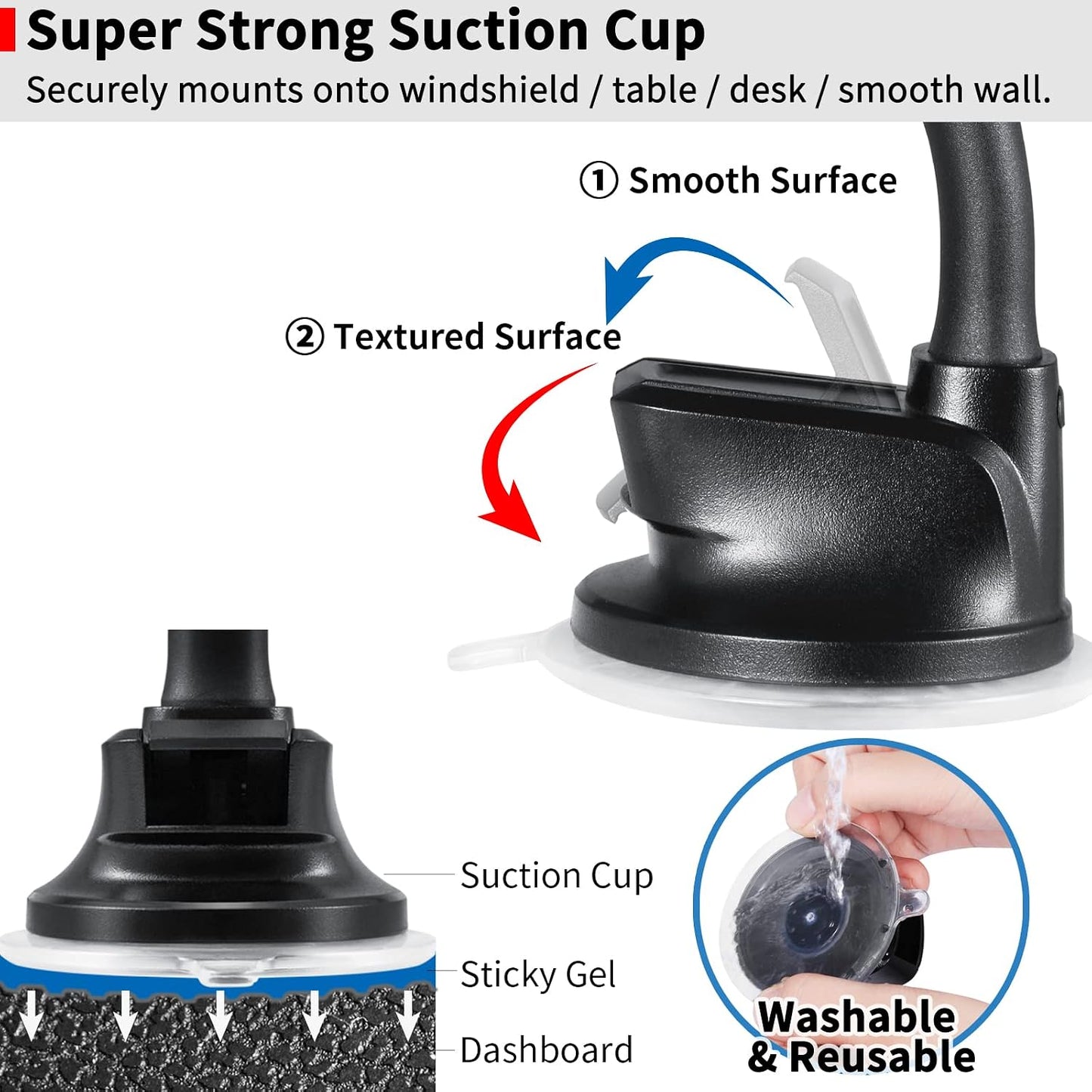 APPS2Car 7-13 Inch Upgraded Tablet Car Mount for iPad Truck Holder Long Arm Extension Strong Suction Cup Windshield