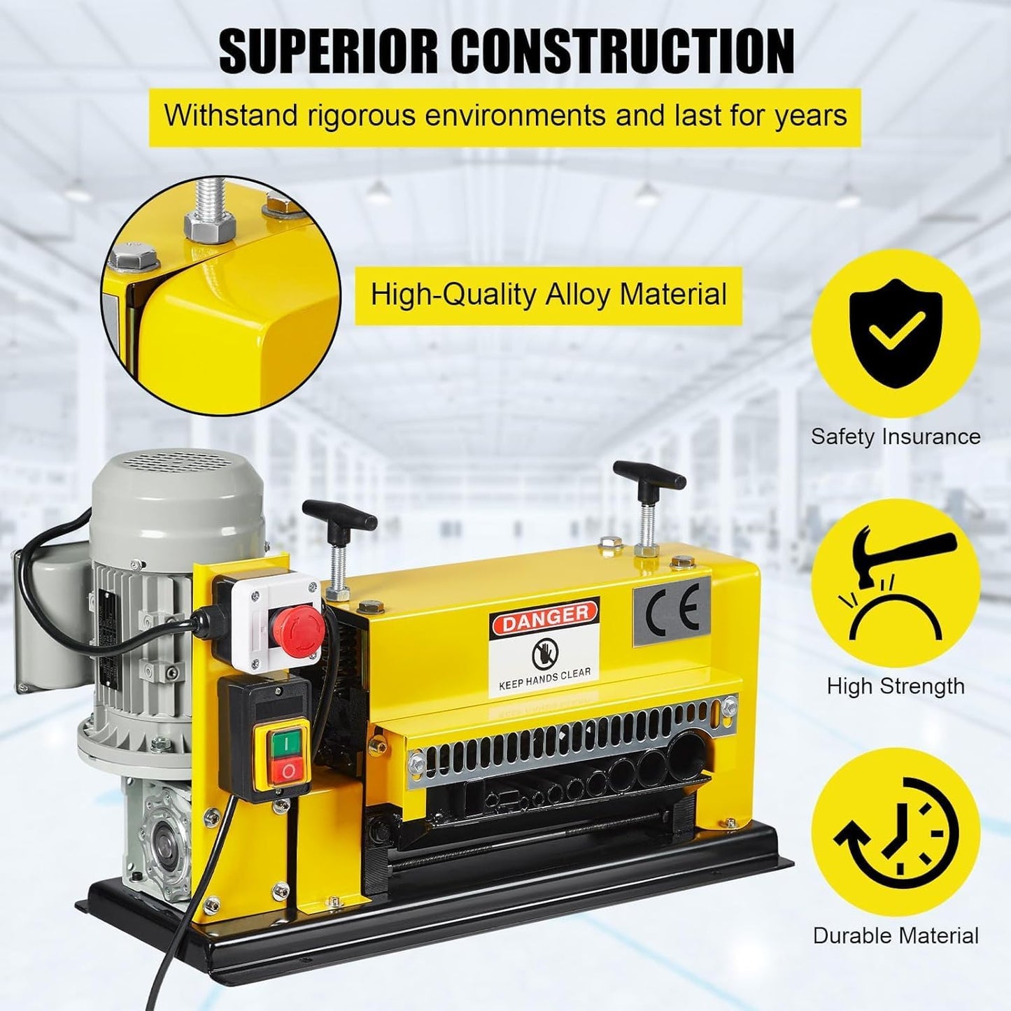 Wire Stripping Machine 0.06 inch -1.5 inch, 370w Portable Powered Wire Stripper Machine, 11 Channels 10 Blades & 65ft/minute, Automatic Wire Stripping Tool for Recycling Copper Wire