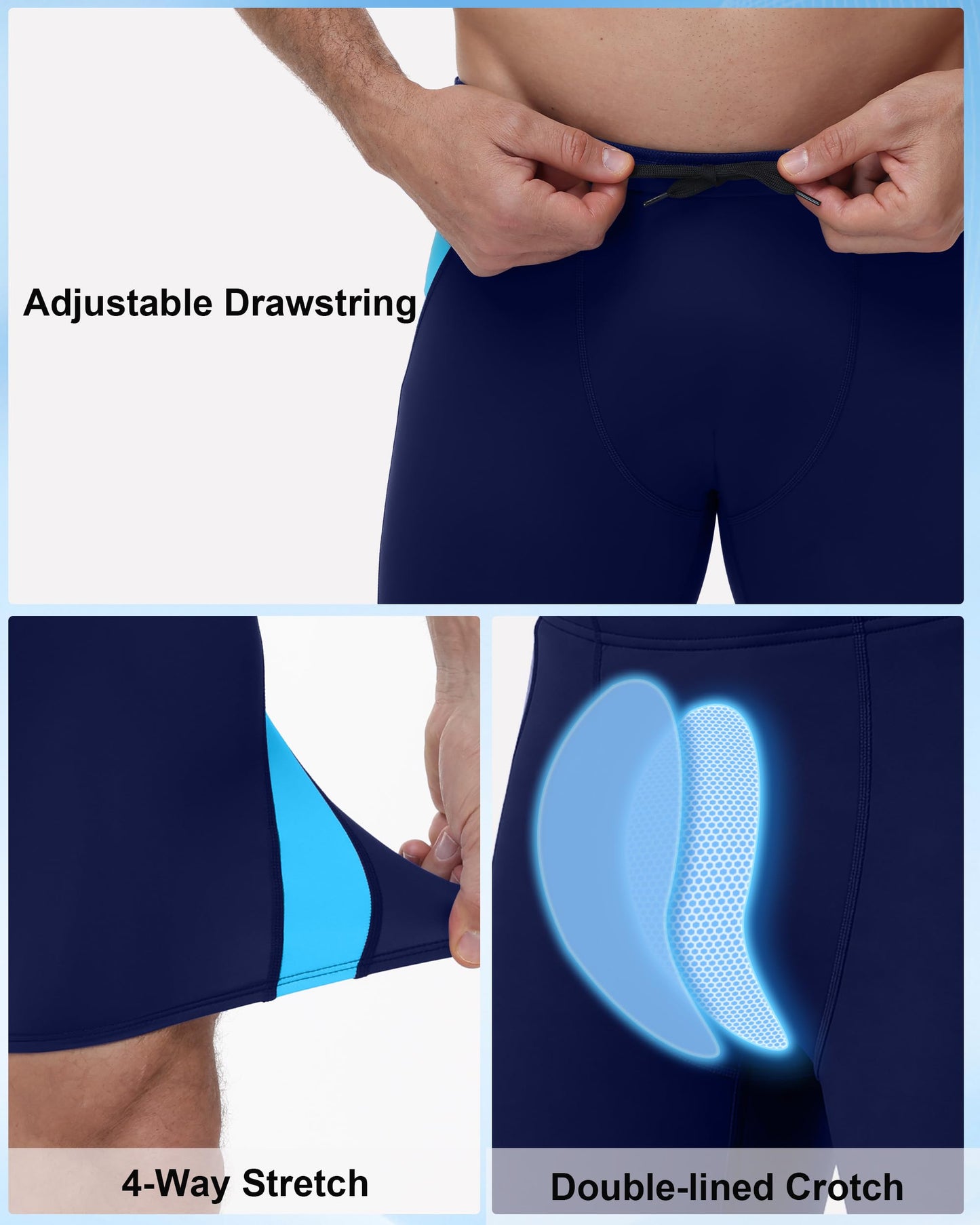 Roadbox Swim Jammers for Men, Athletic Swimsuit for Training Racing, Quick Dry Endurance Competitive Swimming Shorts UPF 50+