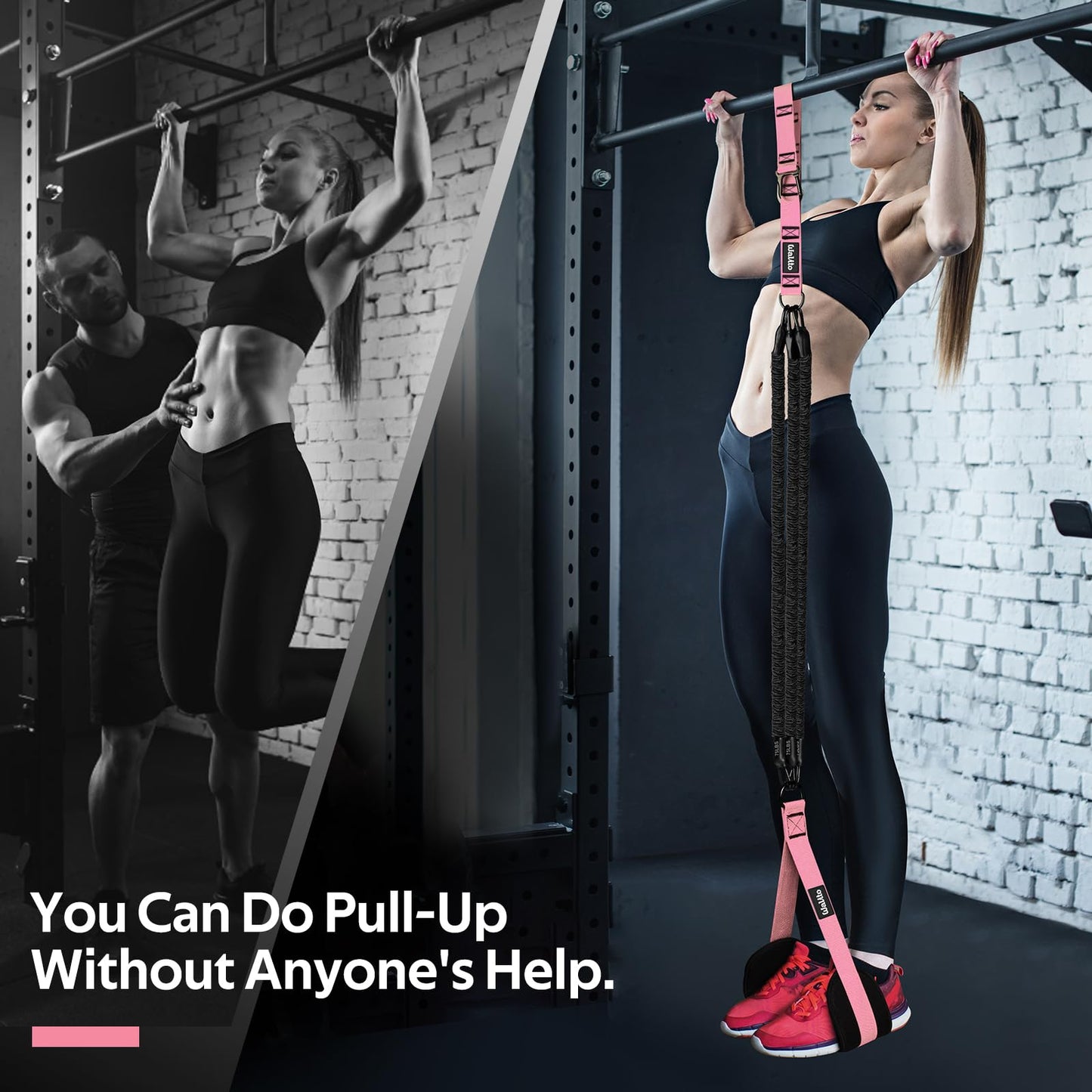 Pull Up Assistance Bands Set, Heavy Duty Adjustable Pull Up Assist Band with Feet Rest, Strength Training Bands for Home Gym Fitness, Pull-Up Bar, Calisthenics and Body Stretching