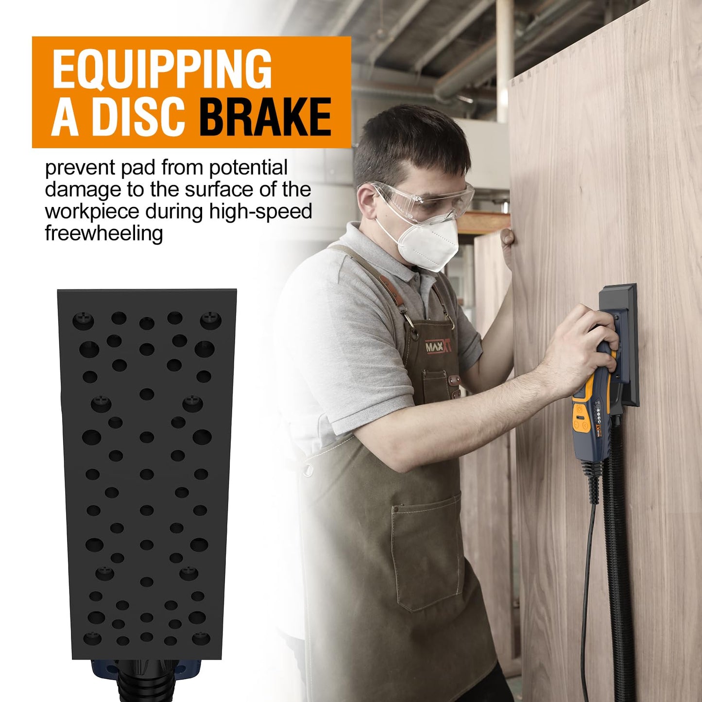 Sheet Sander, MAXXT 350W Brushless Sheet Orbital Finishing Sander with 4,000-10,000rpm,Low Vibration Electric Palm Sander for Efficient Woodworking, Tight Spaces Sanding, and Polishing