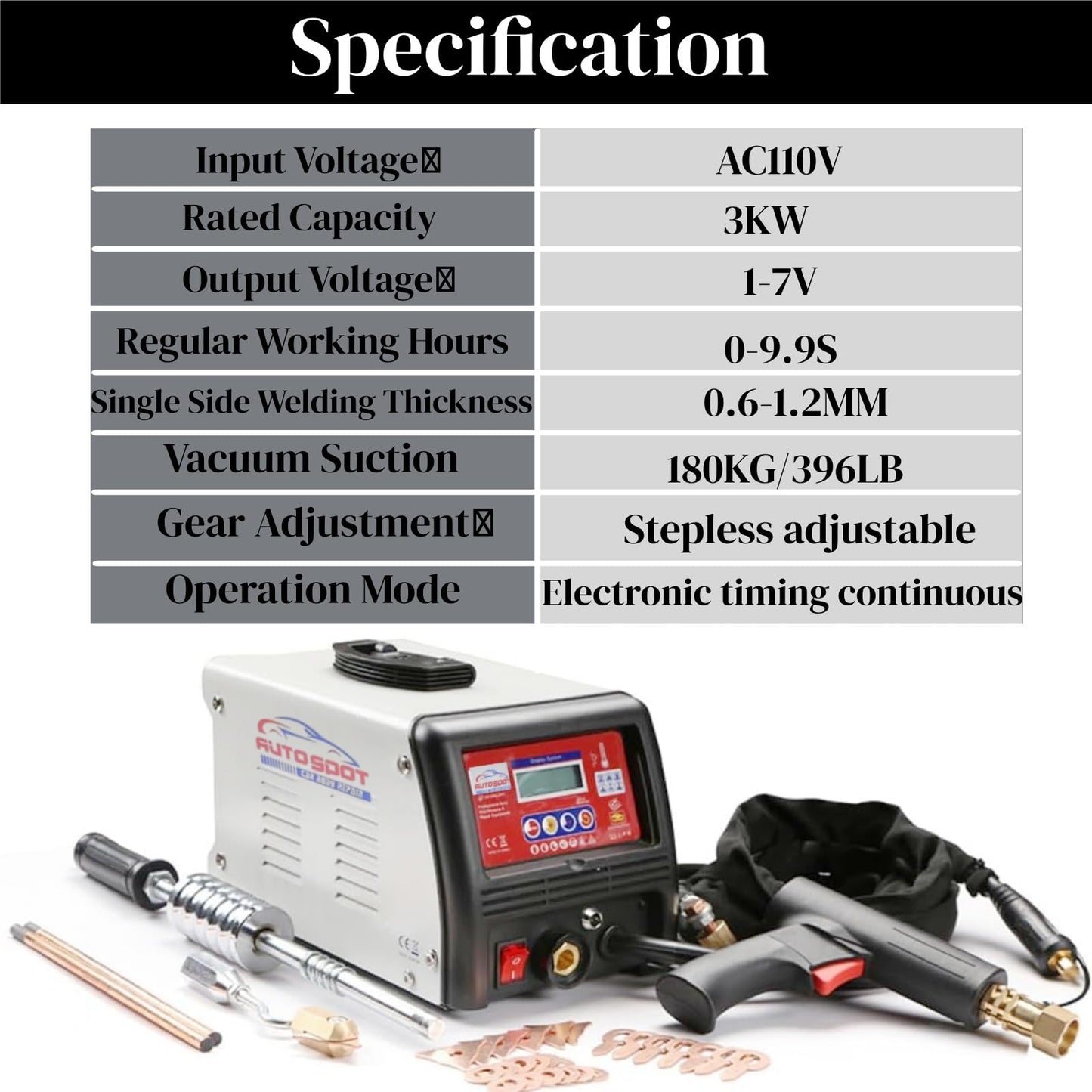 Spot Welder Dent Puller, 110V 3KW Stud Welder Machine, Panel Spot Welder Puller,9 Models Spot Welding Machine for Car Body Dent Repair, Stepless Adjustment, Mixizap