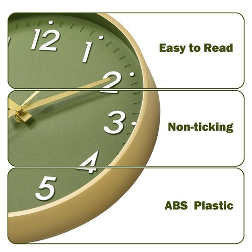 Mosewa Wall Clock 8 Inch, Battery Operated Silent Non-Ticking Modern Analog Clock Decorative for Kitchen, Bedroom, Office(Gold)