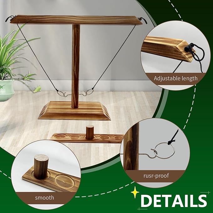 Ring Toss Games for Adults, Fun Hook and Ring Game, Home, Bar and Party Handmade Wooden Interactive Game