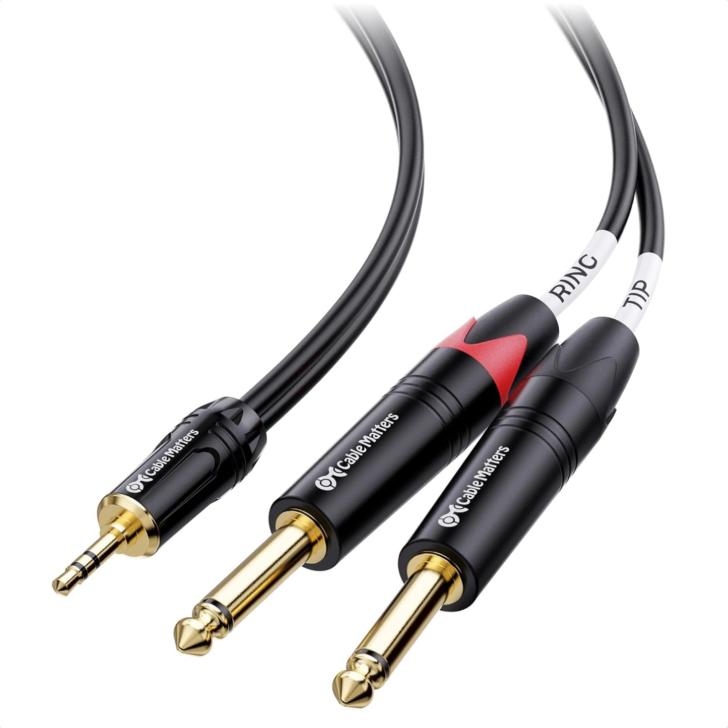 3.5mm 6.35mm 6ft, 1/8 1/4 3.5mm 1/4 Cable Matters TRS to Dual TS Breakout Cable - to Stereo Cable, to Y Splitter Cord