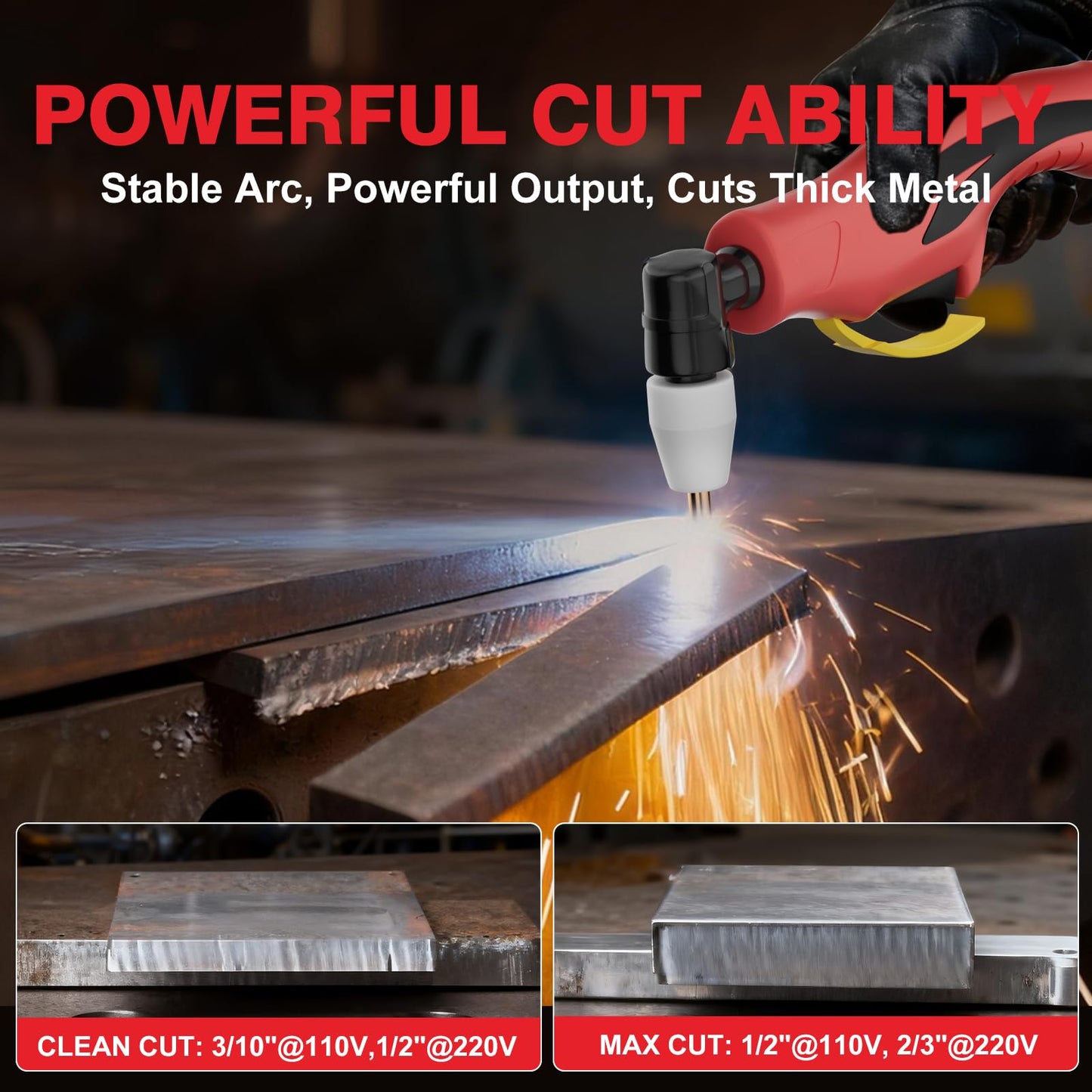 Futelo Plasma Cutter 55A, 110V/220V Plasma Cutter Machine with Large LED Display, Contact Arc Start, IGBT Inverter, 1/2” Clean Cut, 2T/4T, Portable Plasma Cutting Equipment for DIY & Workshop