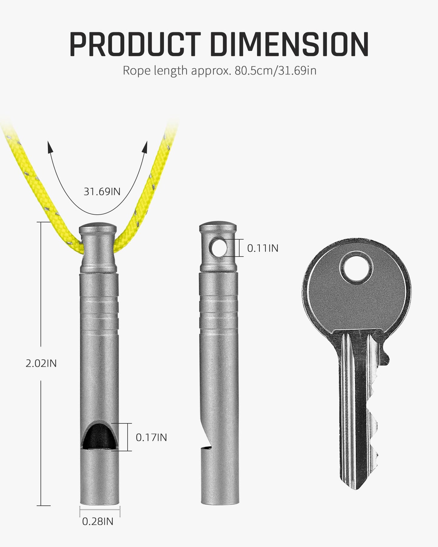 TISUR Titanium Emergency Whistle,120db Safety Whistle with Lanyard,Outdoor Survival Small Whistle for Life Saving,Hiking,Pets Training,Coach Sports (Gray-2PCS)