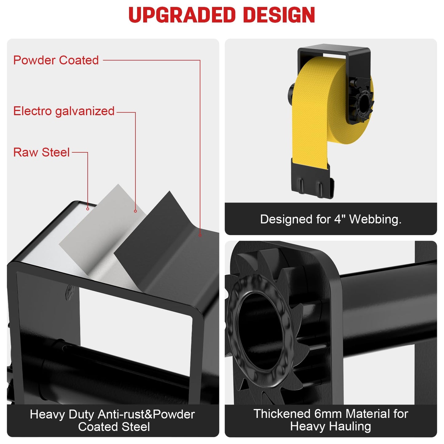 2026 Upgraded Sliding Winch for Utility Trailer,4 PCS Standard Sliding Tie Down Winch for Flatbed Semi Truck,for Use w/ 4 Inch Straps, Trailer Cargo Control,Black Powder Coated