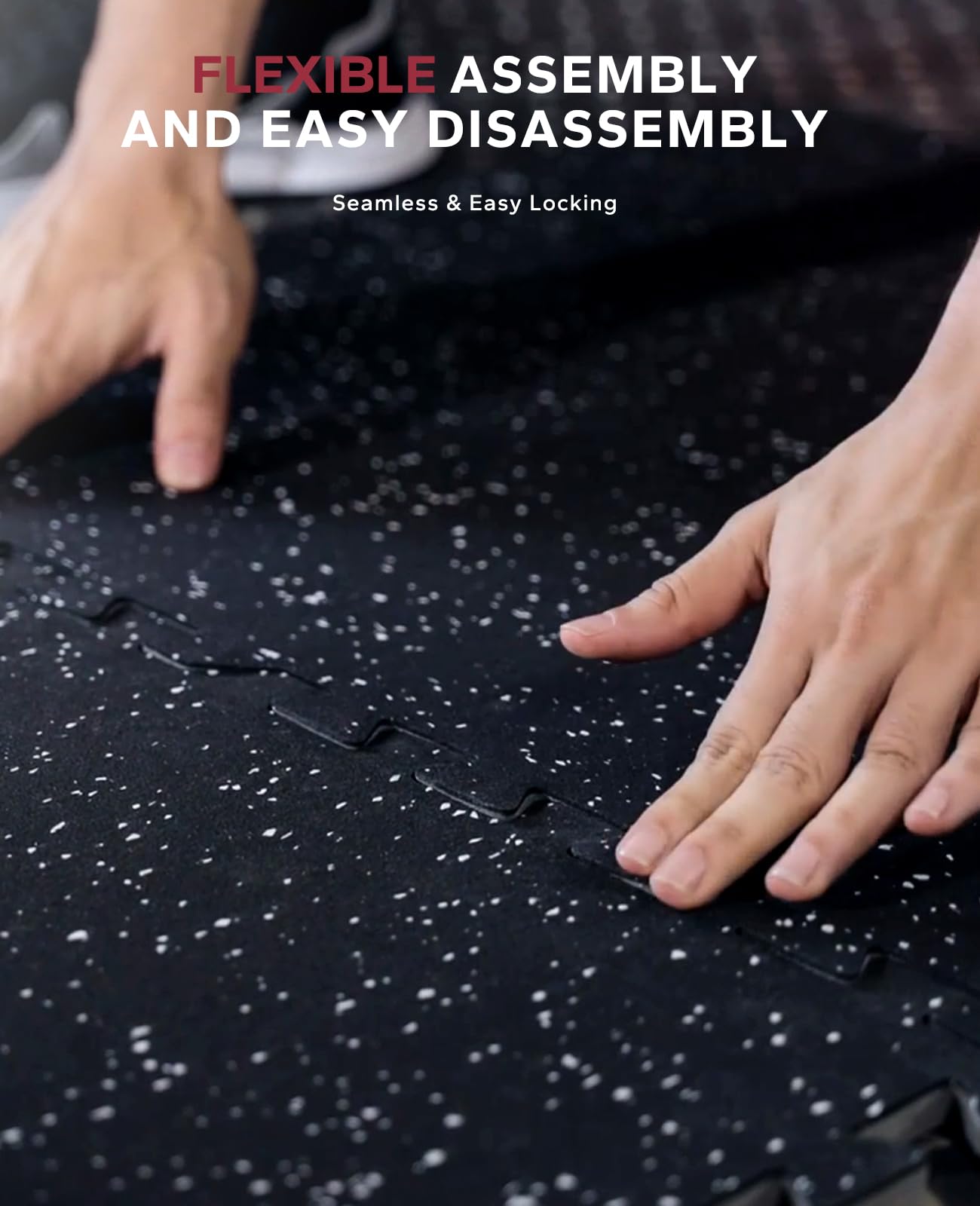 HAPBEAR 0.56'' Thick 12 Pcs 48 Sq Ft Exercise Equipment Mats - High-Density Rubber Top EVA Foam Interlocking Mats, 24x24in Tiles, Heavy-Duty Treadmill Mat for Hardwood Floors, Home Gym Mat