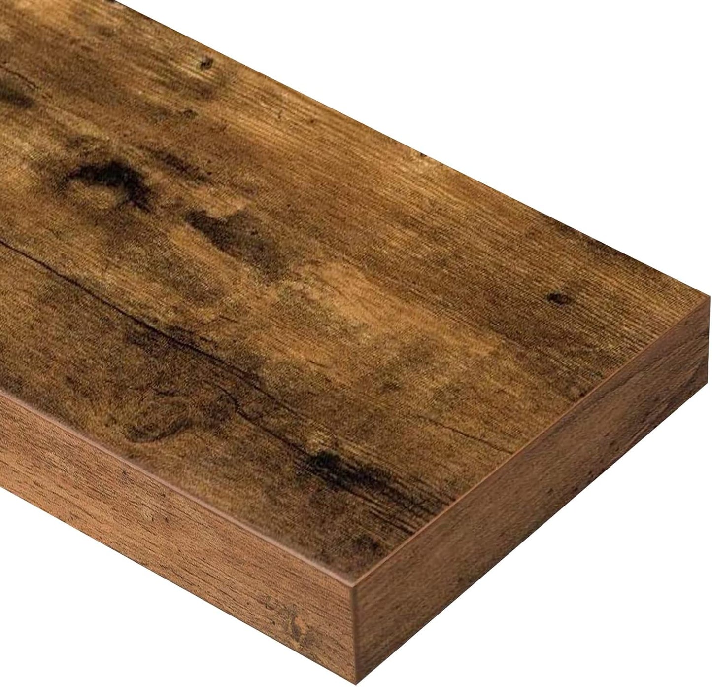 QEEIG Floating Bathroom Shelves - Rustic Brown Wall-Mounted Shelf Set of 2 | 15.7" x 6.7" for Home Decor
