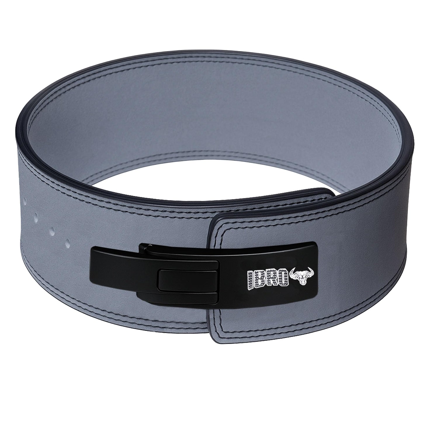 IBRO Powerlifting Lever Gym Belt – Power 10MM Extreme Heavy Duty Genuine Leather Belts - Squats Deadlifts Bodybuilding Weight Lifting IPF Power Lifting Strongman for Men 10mm Grey M