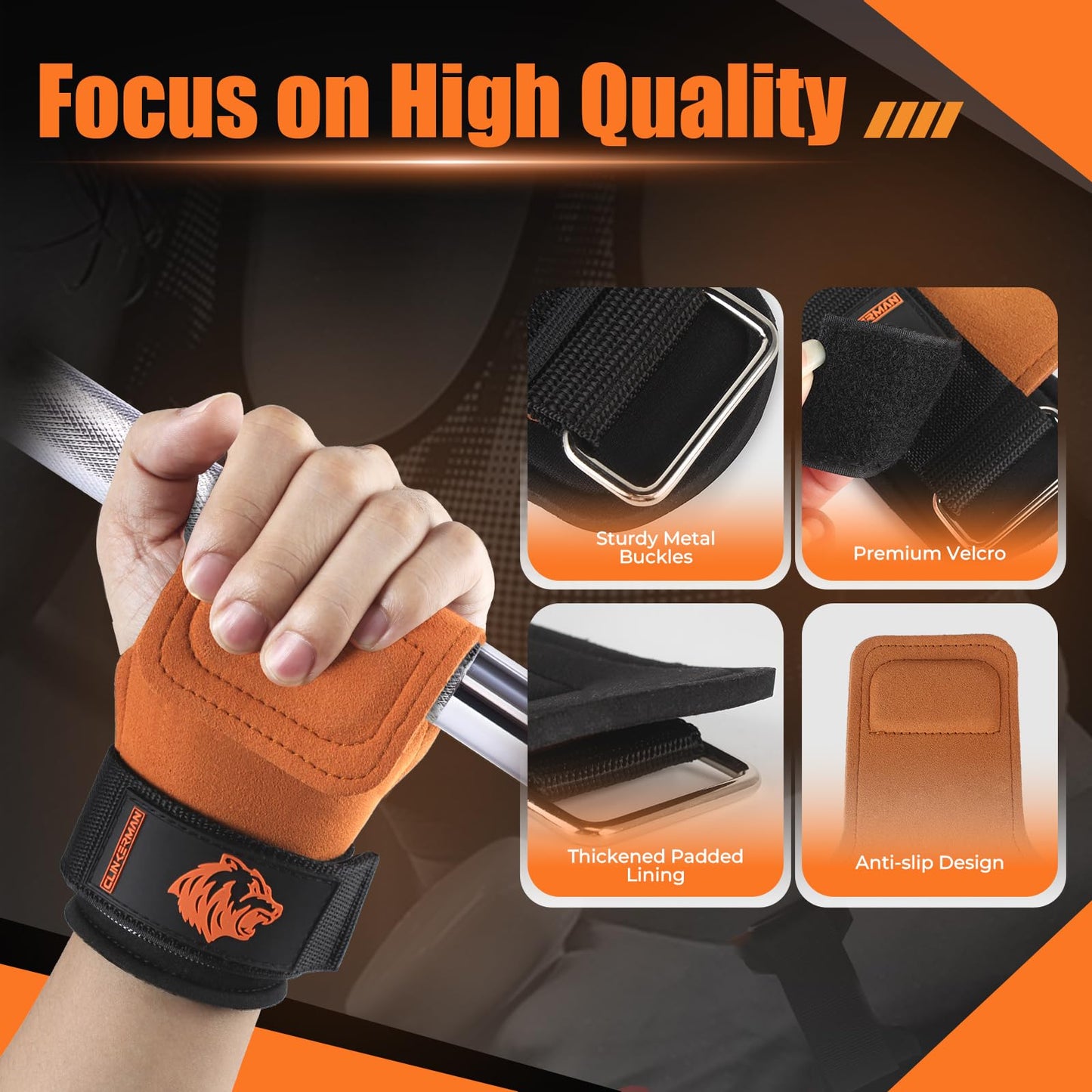 UUJOME Lifting Straps Gym Wrist Straps for Weightlifting, Non-Slip & Adjustable, Perfect for Wrist Weights & Powerlifting (Pair)