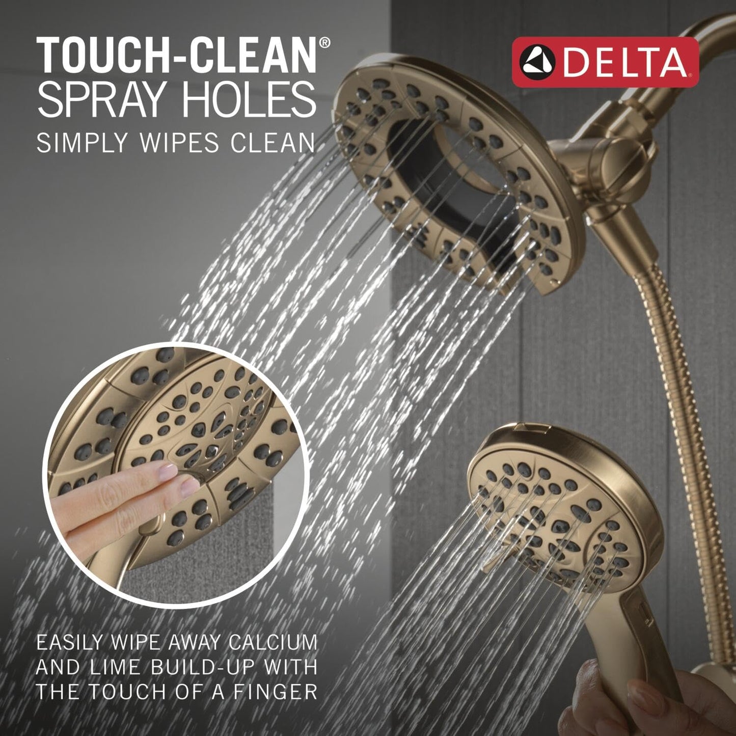 Delta Faucet Albion 14 Series Single-Handle Tub and Shower Faucet Set, Gold Shower Trim Kit with 4-Setting In2ition 2-in-1 Dual Shower Head, Champagne Bronze T144855-CZ-I (Valve Not Included)
