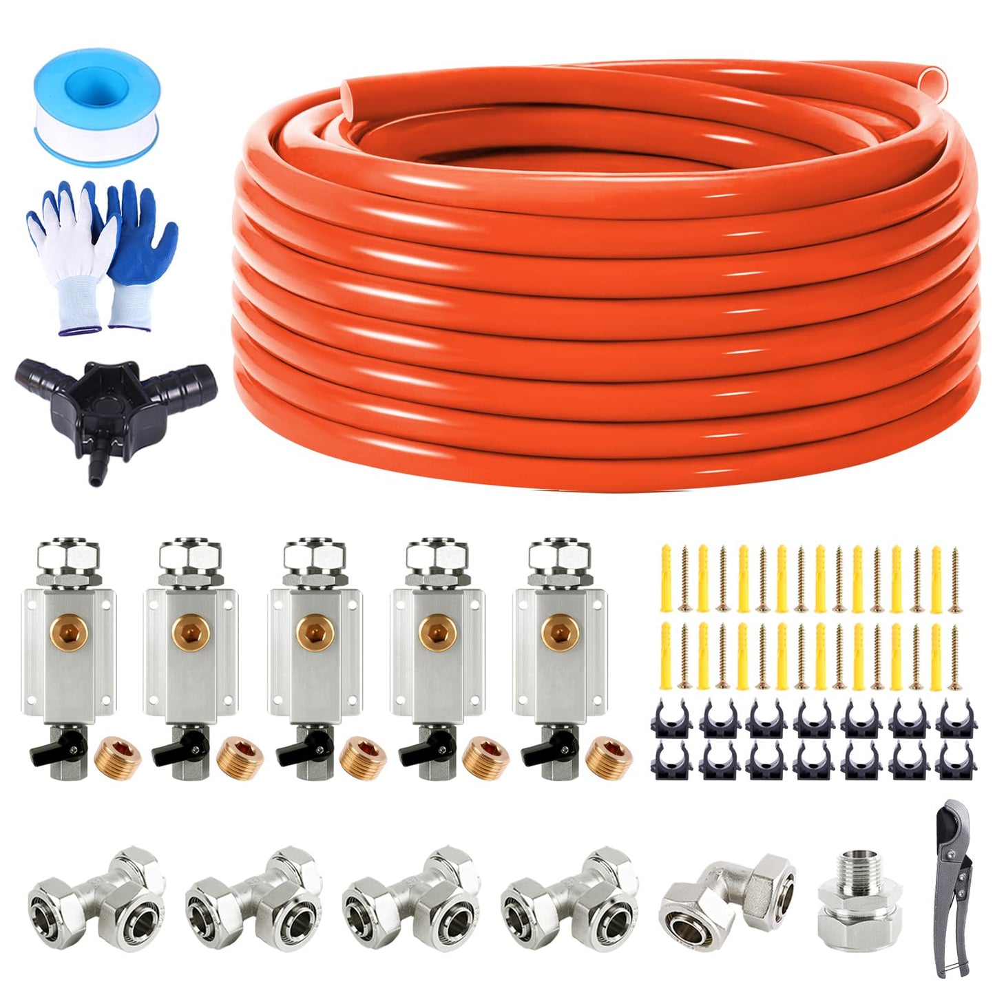 Shop Air Line Kit 3/4" × 100'&200'&300' HDPE-Aluminum-HDPE Air Tubing, Compressed Air Line Kit for Air Compressor Accessories, Leak Proof& Easy to Install Air Compressor Kit