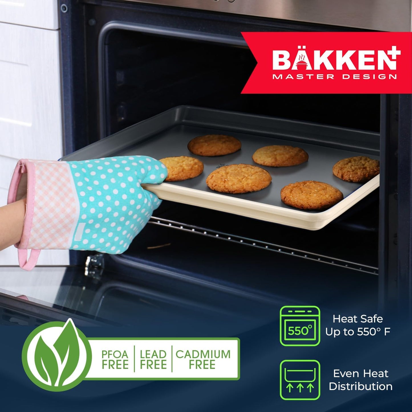 Premium Non-Stick Ceramic Baking Sheet Pan - Aluminized Steel, PFOA & PFAS Free - Perfect for Baking & Roasting - Medium Size (15.5" x 10") | Gold