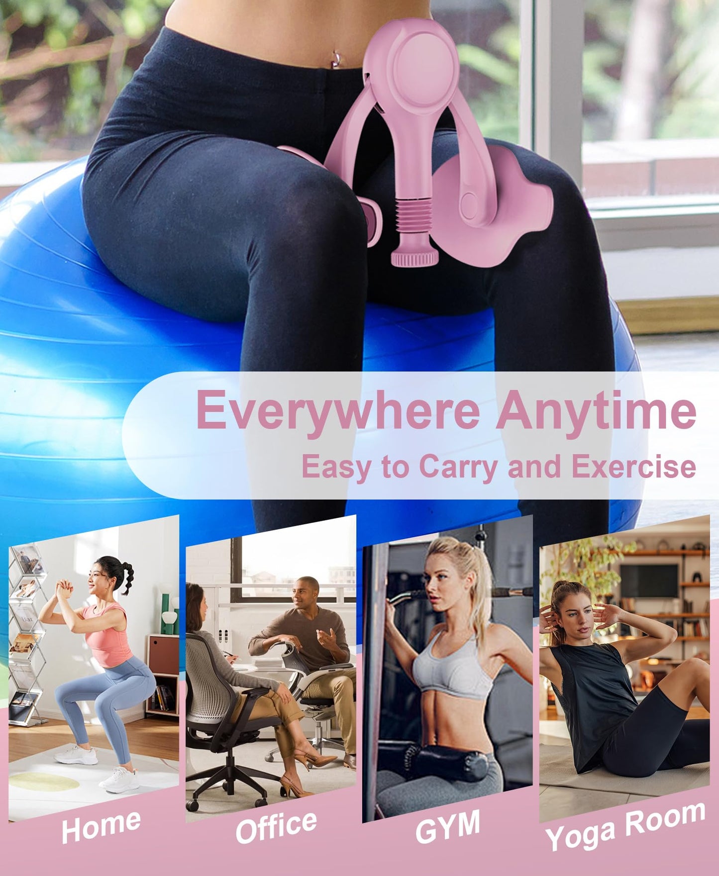 Pelvic Floor Exercise Device Kegel Exerciser Muscle Trainer 15-70lbs Adjustable for Women/Men, Inner Thigh Exerciser Hip Abductor Machine with Resistance Band, Leg Workout