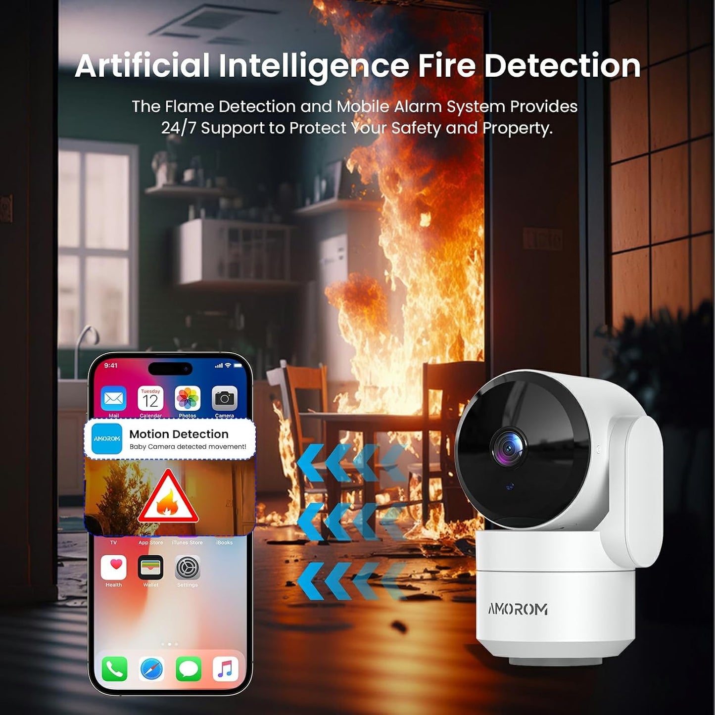 AMOROM 360, 1080p 2-Way 2.4GHz 2 Pack Indoor Camera for Home Security Pet Cameras with Pan&Tilt, Night Vision, Motion