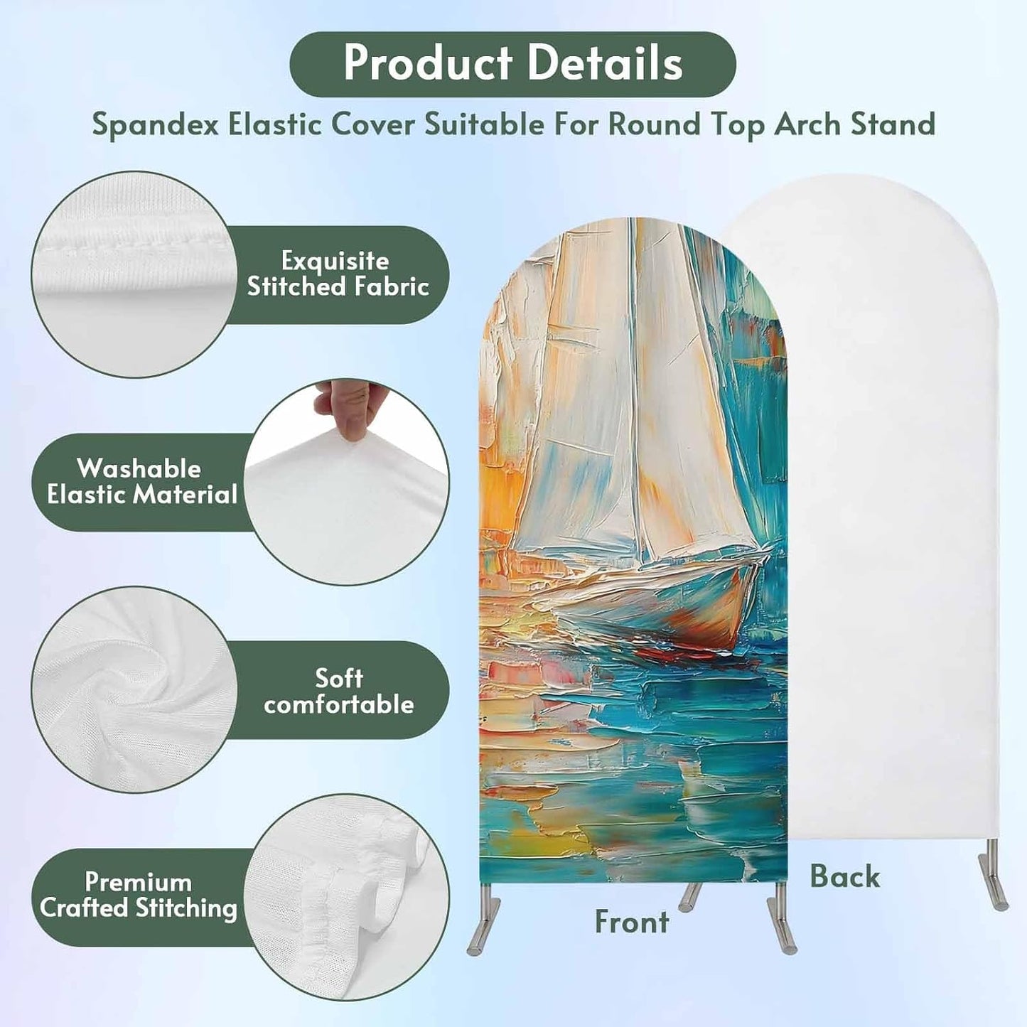 Jnbasdffb 6.6 Colorful Ship Wedding Arch Cover,Stretchy Spandex Arch Backdrop Stand Covers FT,Modern Abstract Art Ombre