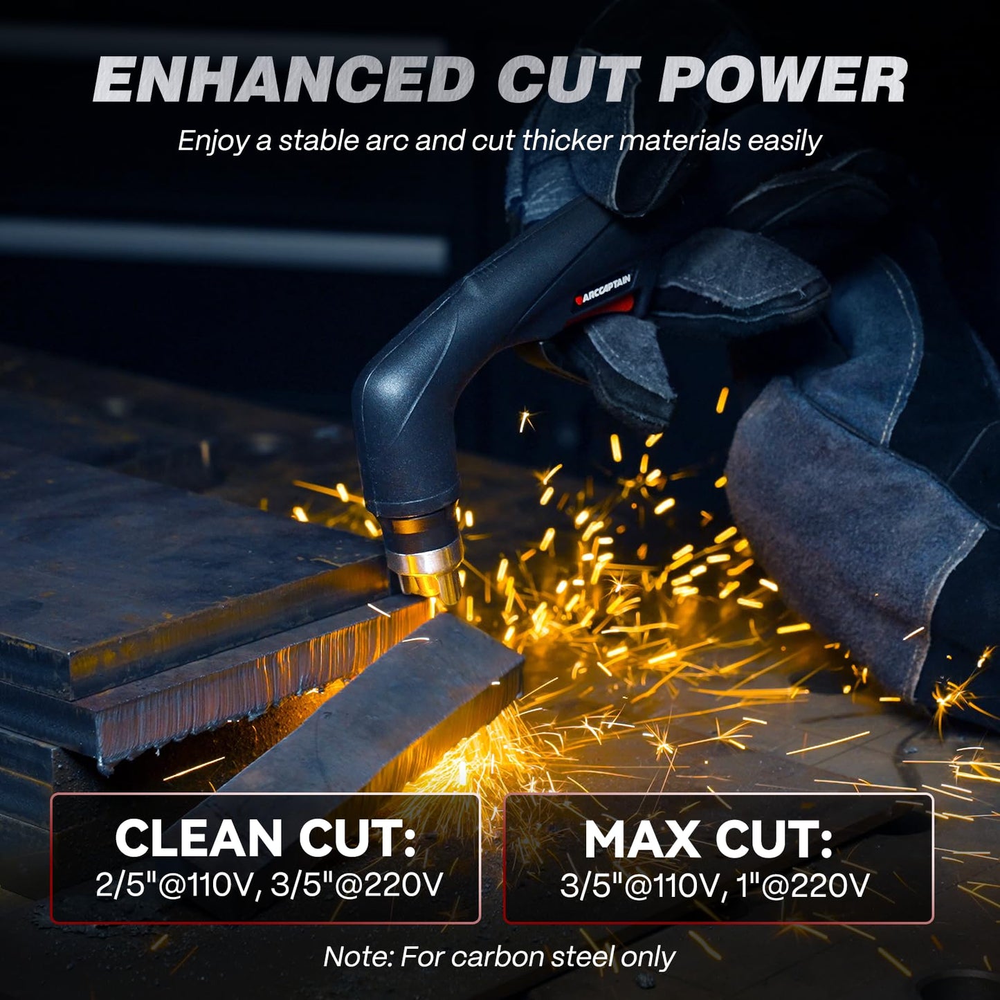 ARCCAPTAIN 55Amp Plasma Cutter, Blowback Non-HF Pilot Arc Plasma Cutting Machine + ARCCAPTAIN Internal Control Auto Darkening Welding Helmet