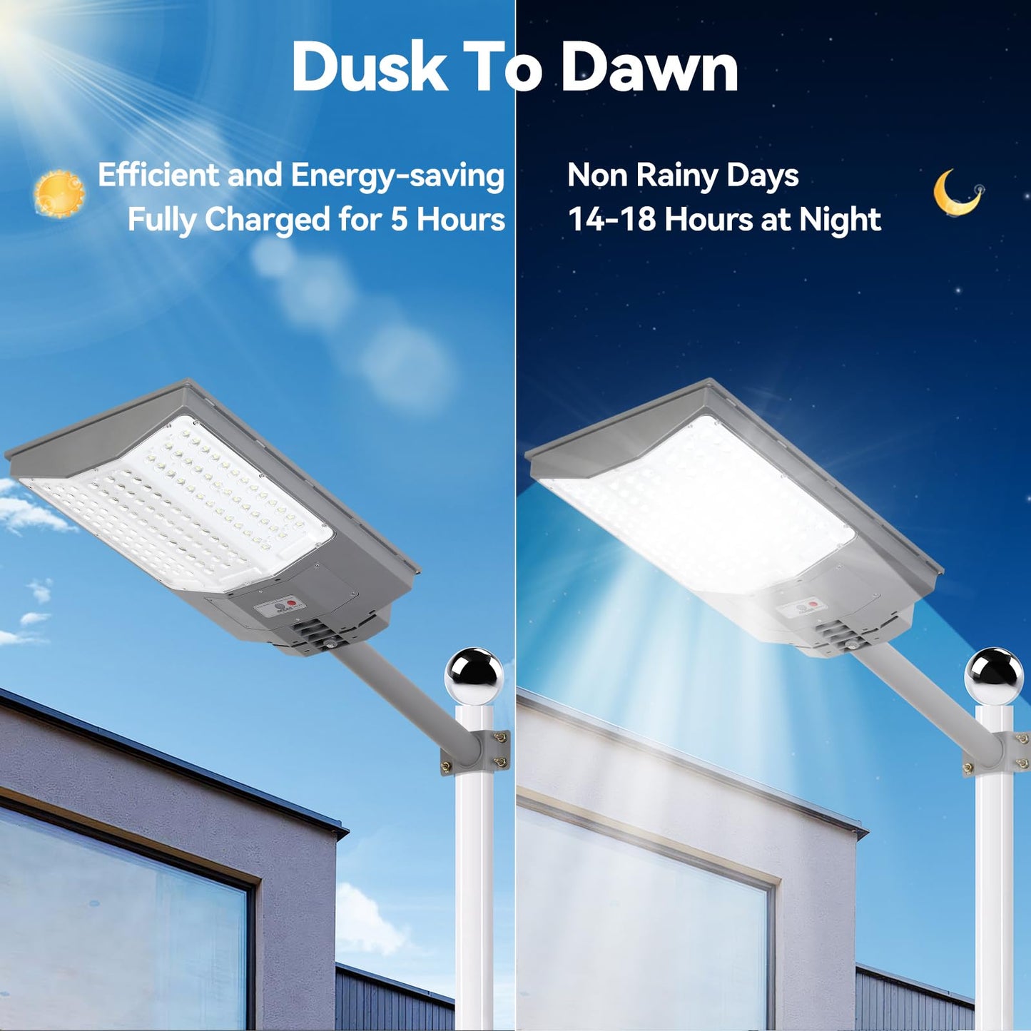 10500W Solar Street Lights Outdoor, 650000LM 7000K Solar Parking Lot Lights Dusk to Dawn 40000mAh IP67 Waterproof Pole Security Flood Lamps with Motion Sensor and Remote for Yard, Garage, Driveway