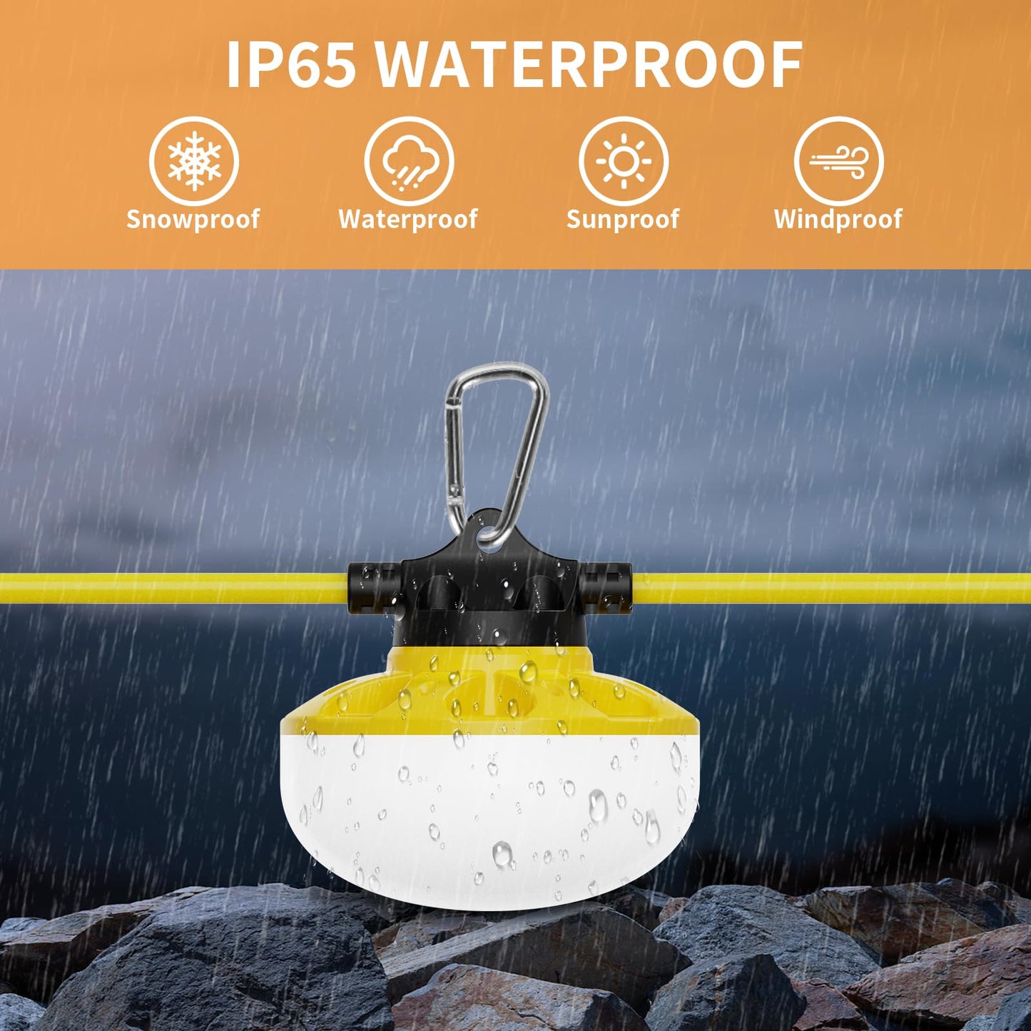 Phylosal 150FT LED Construction String Lights, 135W 18900LM LED String Work Lights with 15 Bulbs & Hooks, IP65 Waterproof 6000K Industrial Grade Lighting for Renovation, Mine Cave, Job Site, Walkways