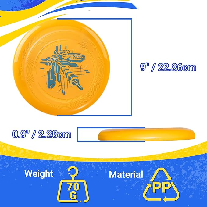 Wham-O Frisbee Go Flying Disc, 9 Inch Lightweight Sports Disc for Beginners Outdoor Beach Backyard Lawn Park Camping Family Activity Game - 70g