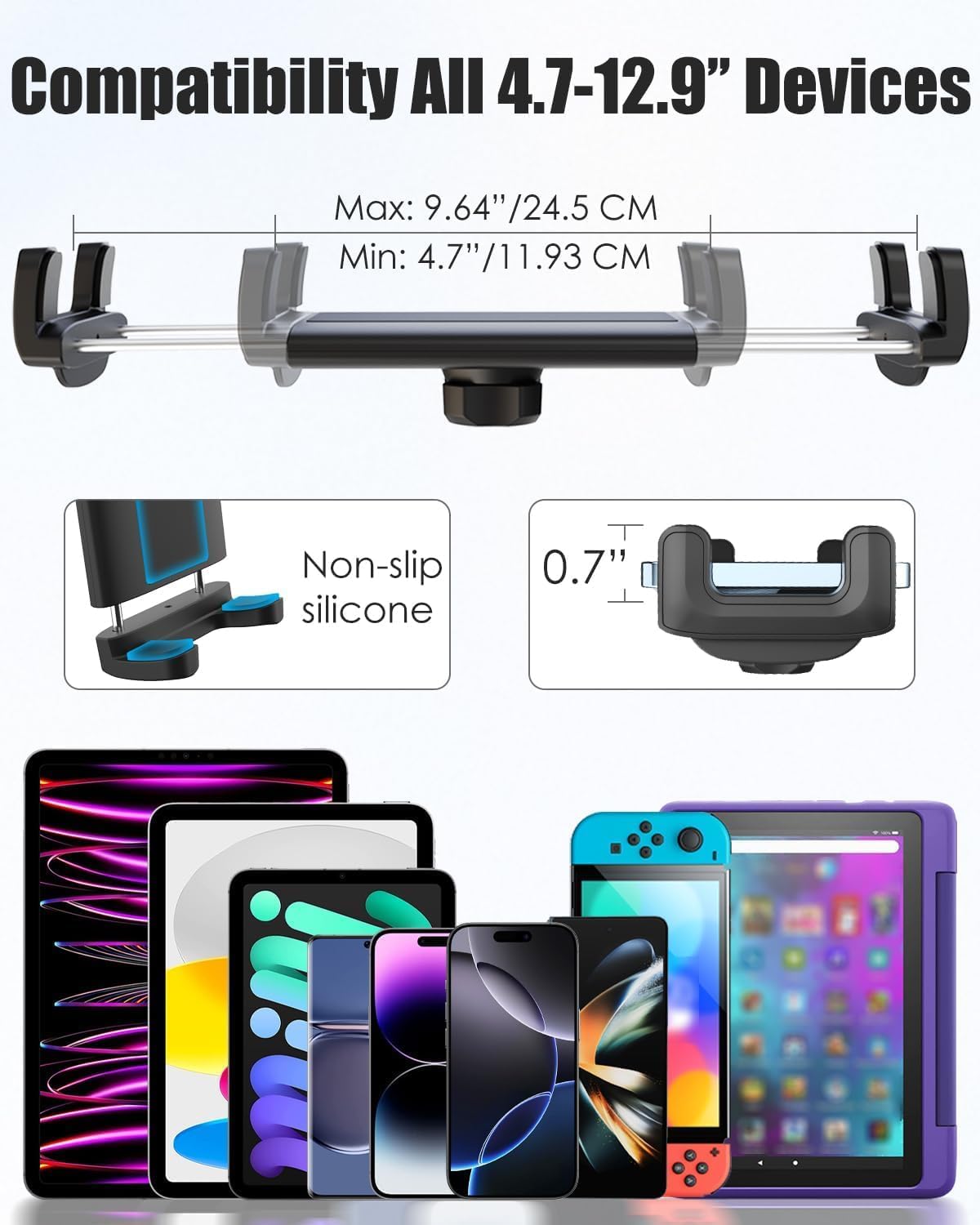 Charchendo 17 16 15 14 13 12 4-7" Magnetic Portable Metal Phone Mount for Tractor [Powerful Magnet], Phone Holder