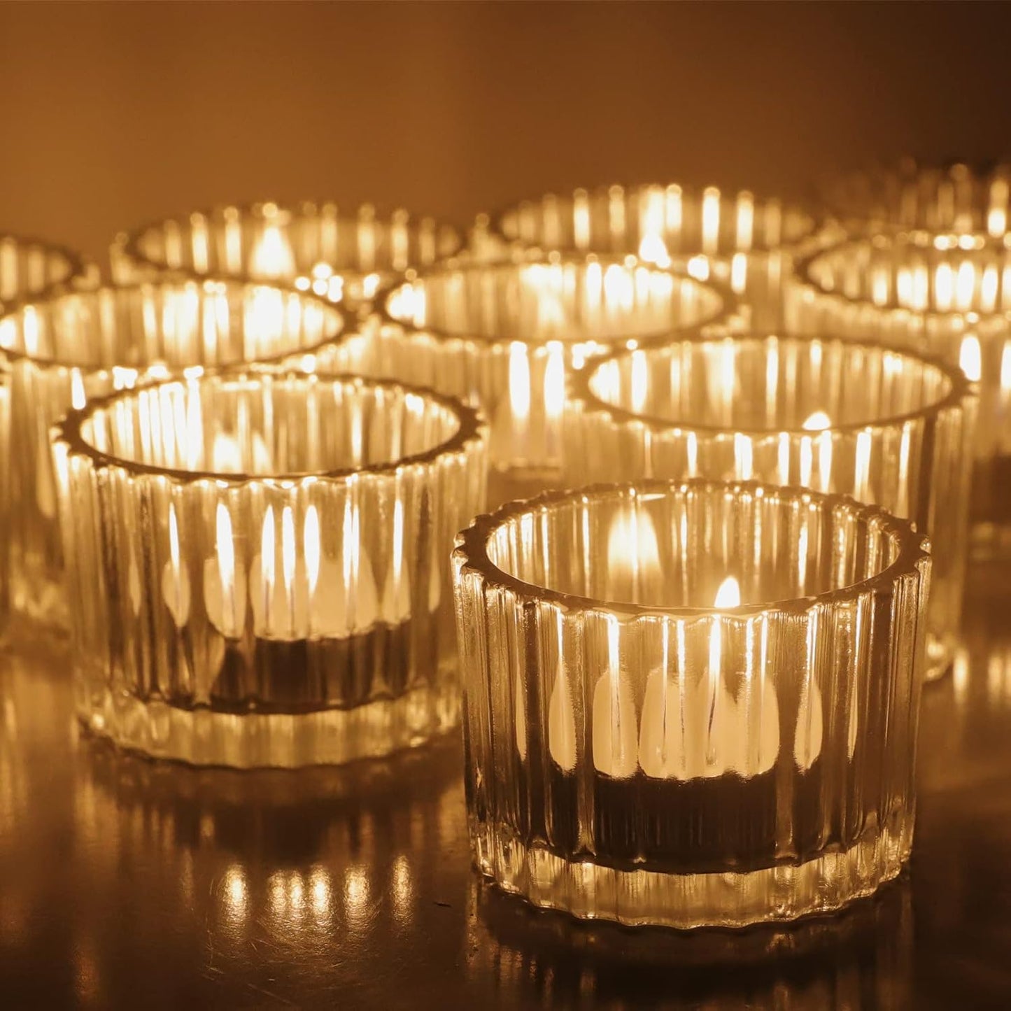 VOHO Clear Tealight Candle Holders - Set of 12 Glass Holders for Weddings & Home Decor | 2'' x 1.4''