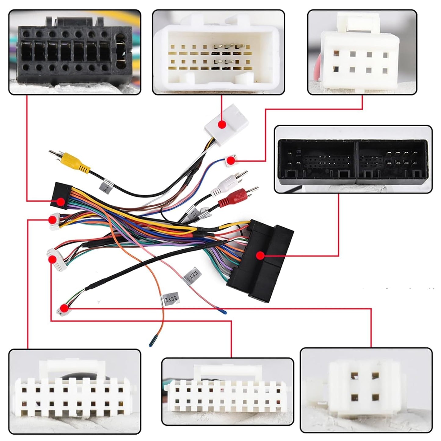 2014-2016 8 16 CAMECHO Radio Wiring Harness for Hyundai Elantra & Sonata Car Stereo Pin Power Cable