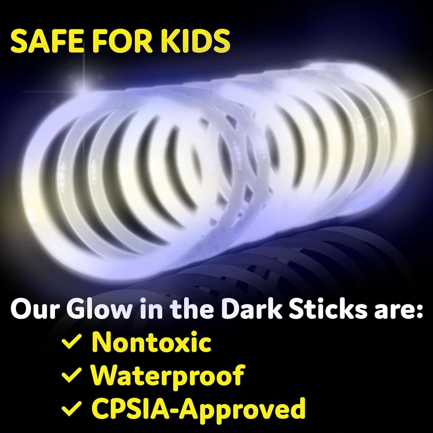 PartySticks White Glow Sticks - 100 Pack | 8-Inch Glow In The Dark Party Favors & Decorations