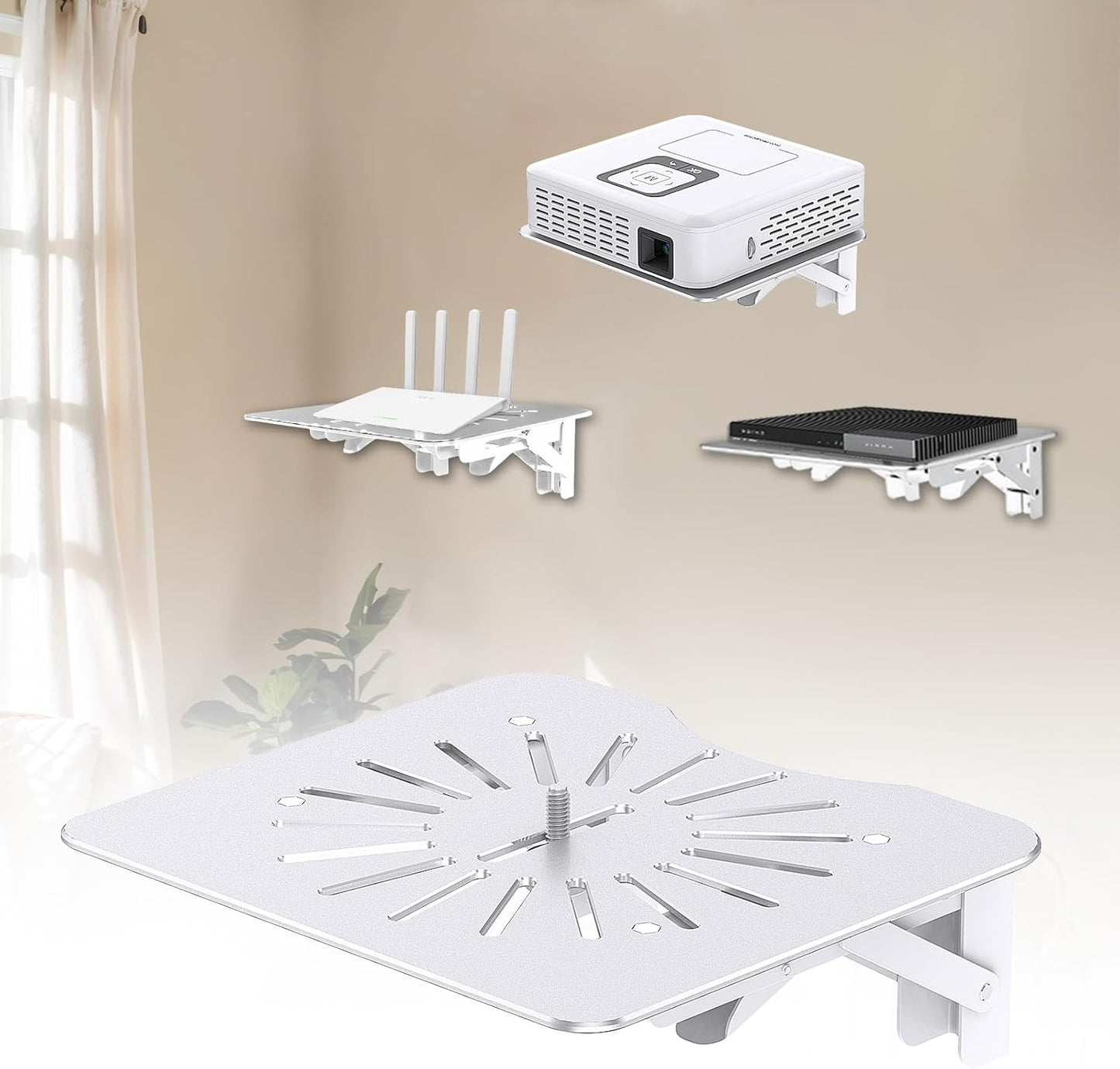 MAWADA PS4, 8.5x7.87 inches, Mini Projectors Shelf for Wall, Foldable Mount with Aluminum Alloy Shelf for Projector