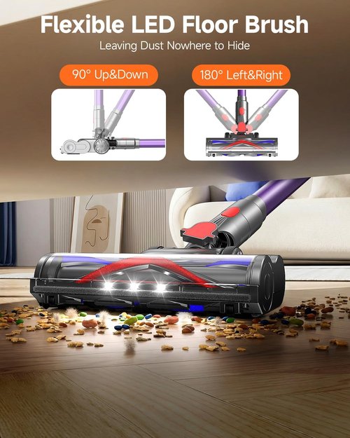 FEPPO Cordless Vacuum Cleaner - Powerful 70-Minute Runtime, Touch Screen, Self-Standing | Ideal for Hardwood Floors, Carpets & Pet Hair