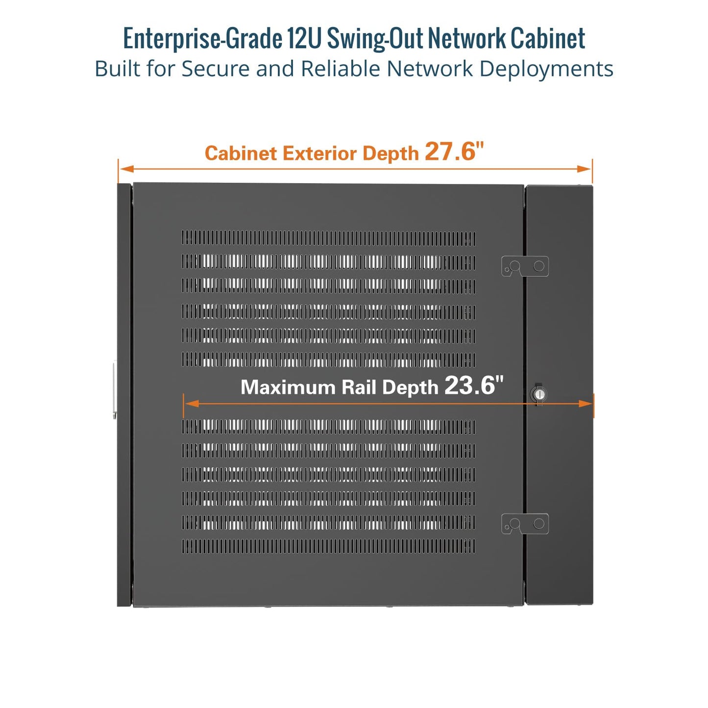 Tecmojo Enterprise-Grade 12U Swing-Out Wall Mount Network Cabinet,27.6inch Depth Server Cabinet, Load Bearing 331lbs (150 kg), Glass Door, 12U Rack for 19in Computer/AV/Data/IT Equipment