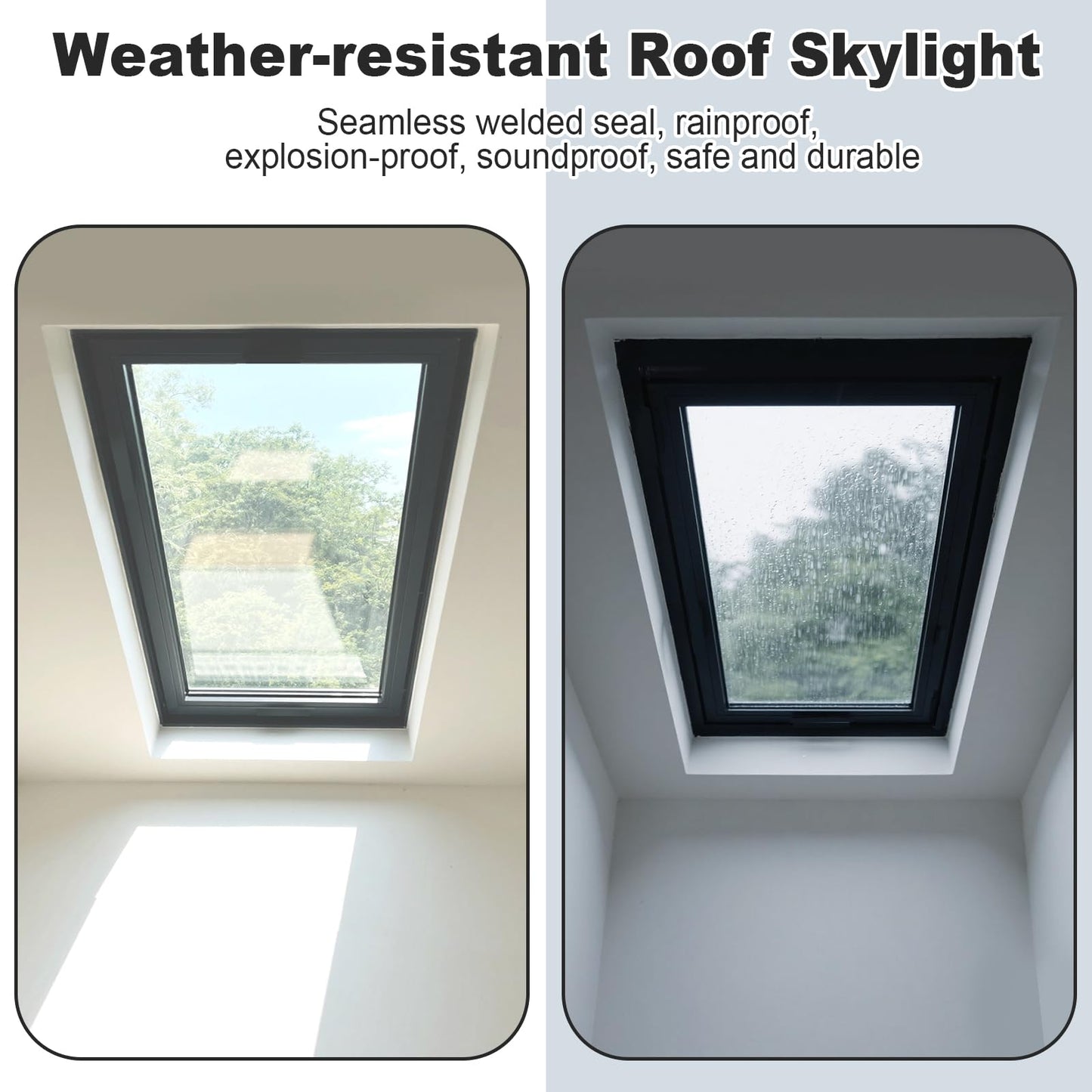 OXBZKMY Skylight Window for House Roof, Tempered Glass Roof Hatch, Sloped Flat Roof Window for Attic and Sun Room (31.5 x 31.5 in)