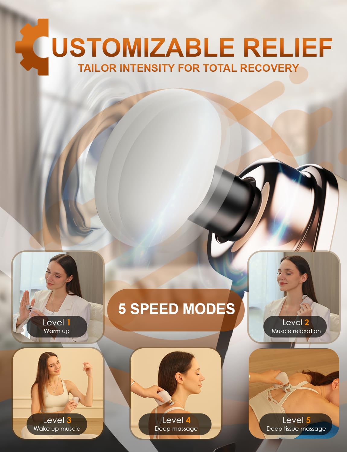LYNTEK Mini Massage Gun - Small Handheld Muscle Massager with Percussion Deep Tissue, 5 Adjustable Vibration Frequency & 3 Interchangeable Heads - Portable Pocket Massage Gun for Gym, Travel, Office