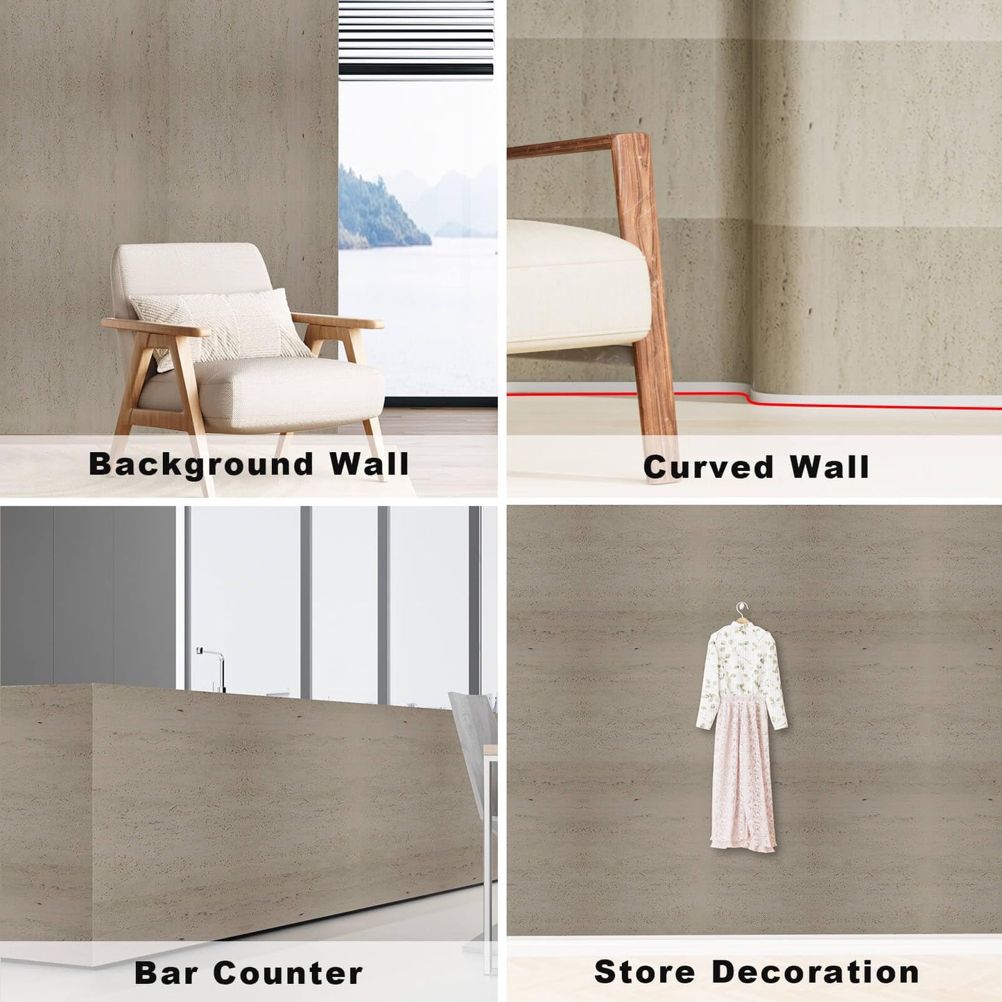 3D Wall Panels - 4PCS 47.2"x23.6" Faux Stone Wall Covering - MCM Modified Clay Material for Home Art, Accent Brick, Modern Exterior/Interior Decoration, Covering 31 sq.ft TV