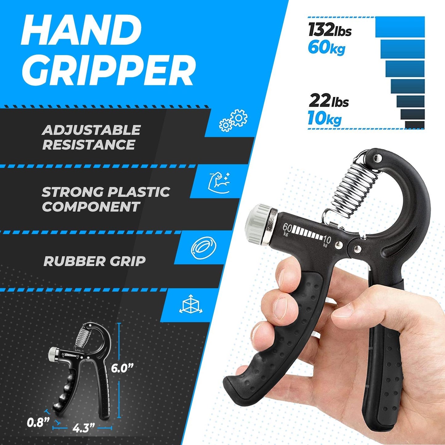 roygra Grip Strength Trainer (5 Pack), Forearm Strengthener, Hand Strengthening Devices, Hand Exercisers for Strength, Finger Strengthener, Wrist Exerciser, Baseball Climbing Calisthenics Basketball