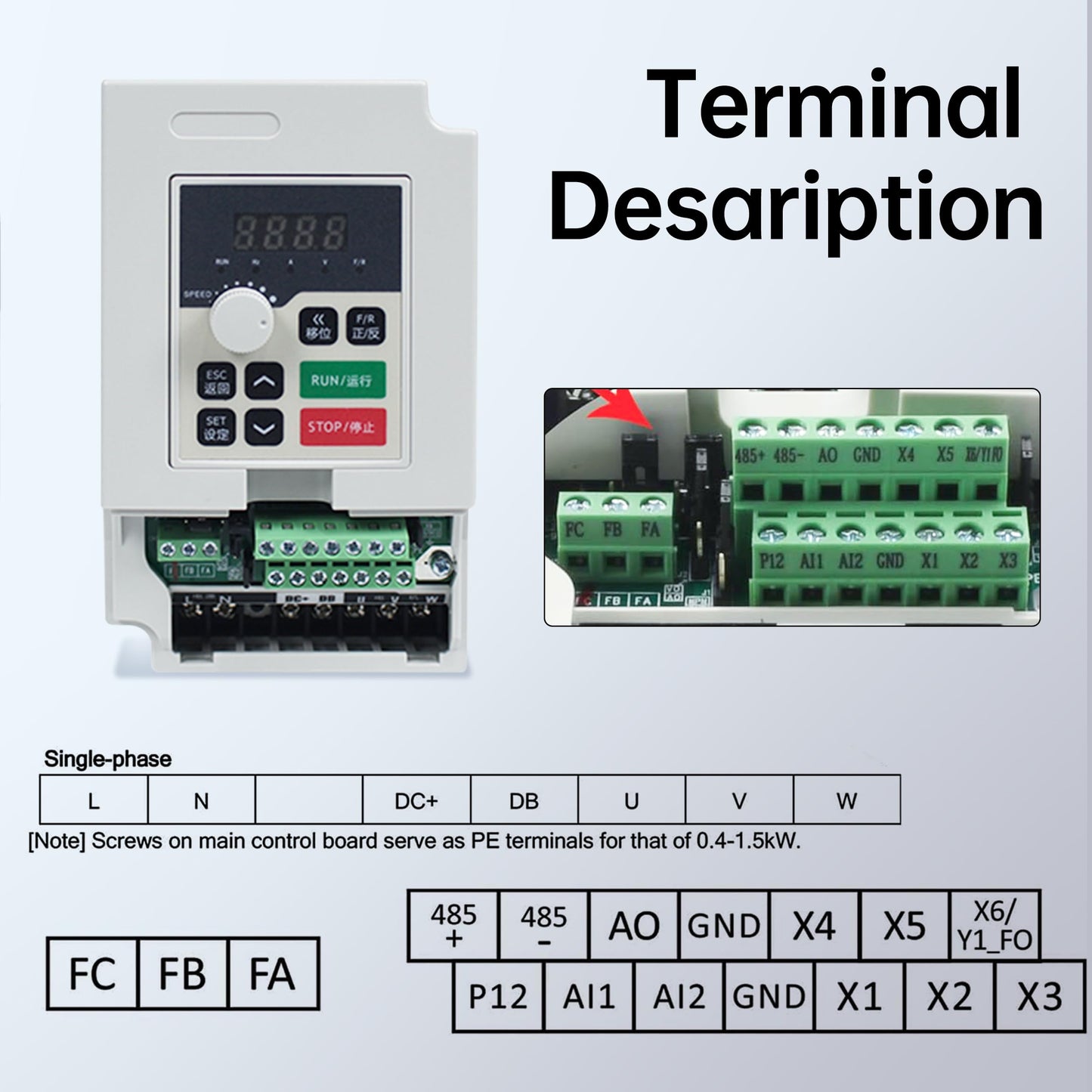 RATTMMOTOR CNC Spindle Motor Kit 220V 2.2KW Square Spindle Motor Air Cooled ER20+2.2KW VFD Inverter 220V Variable Frequency Drive Single to 3 Phase Converter for CNC Milling Machine