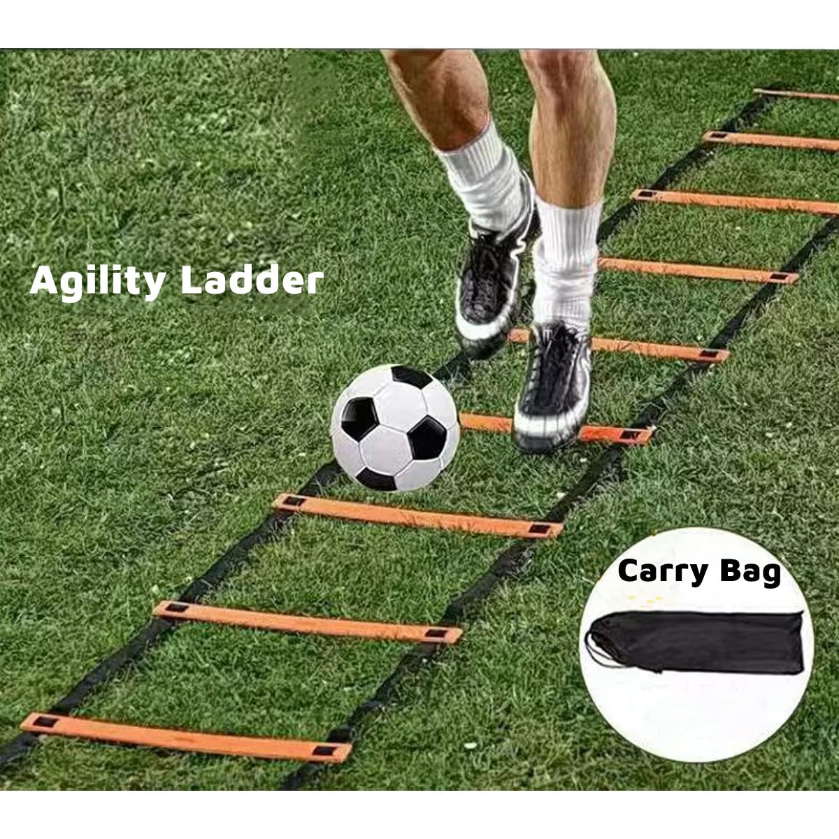 XINXIANG 20ft Sports Agility Ladder, Agility Training Equipment for Football, Exercise, Tennis, Legs Workout with Speed Parachute, Cones and Carry Bag