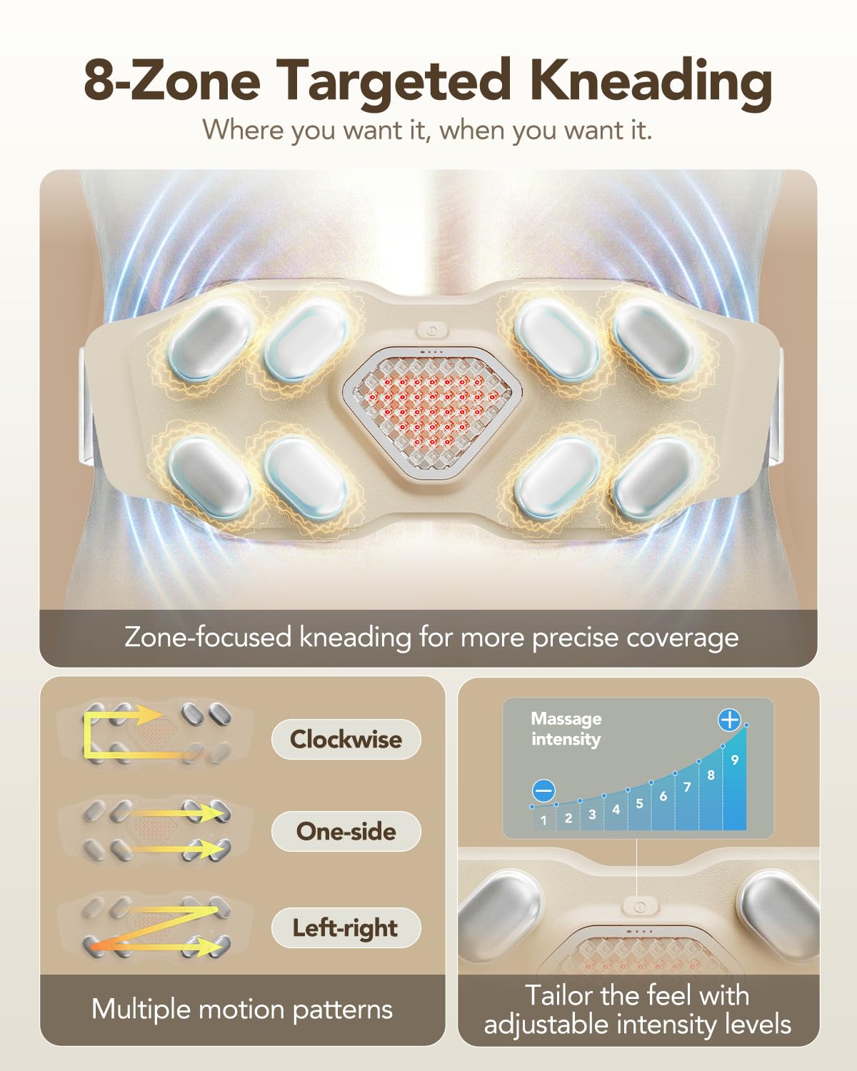 SKG Lower Back Massager for Stress Relief Deep Tissue Fathers Day Adjustable Cordless Heating Pad Infrared Vibrating Back Massager for Mom Grandpa Dad