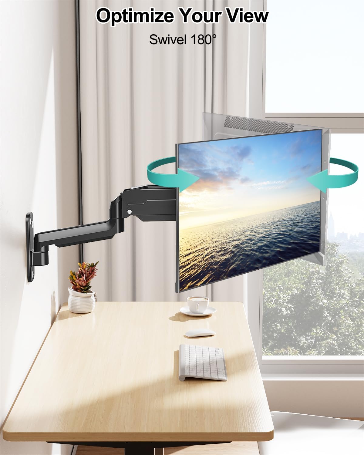 LIFTGO 32 Inch 19.8lbs, 75x75, 100x100, Wall Mount Monitor Arm for Max Computer Screens, Height Adjustable Single