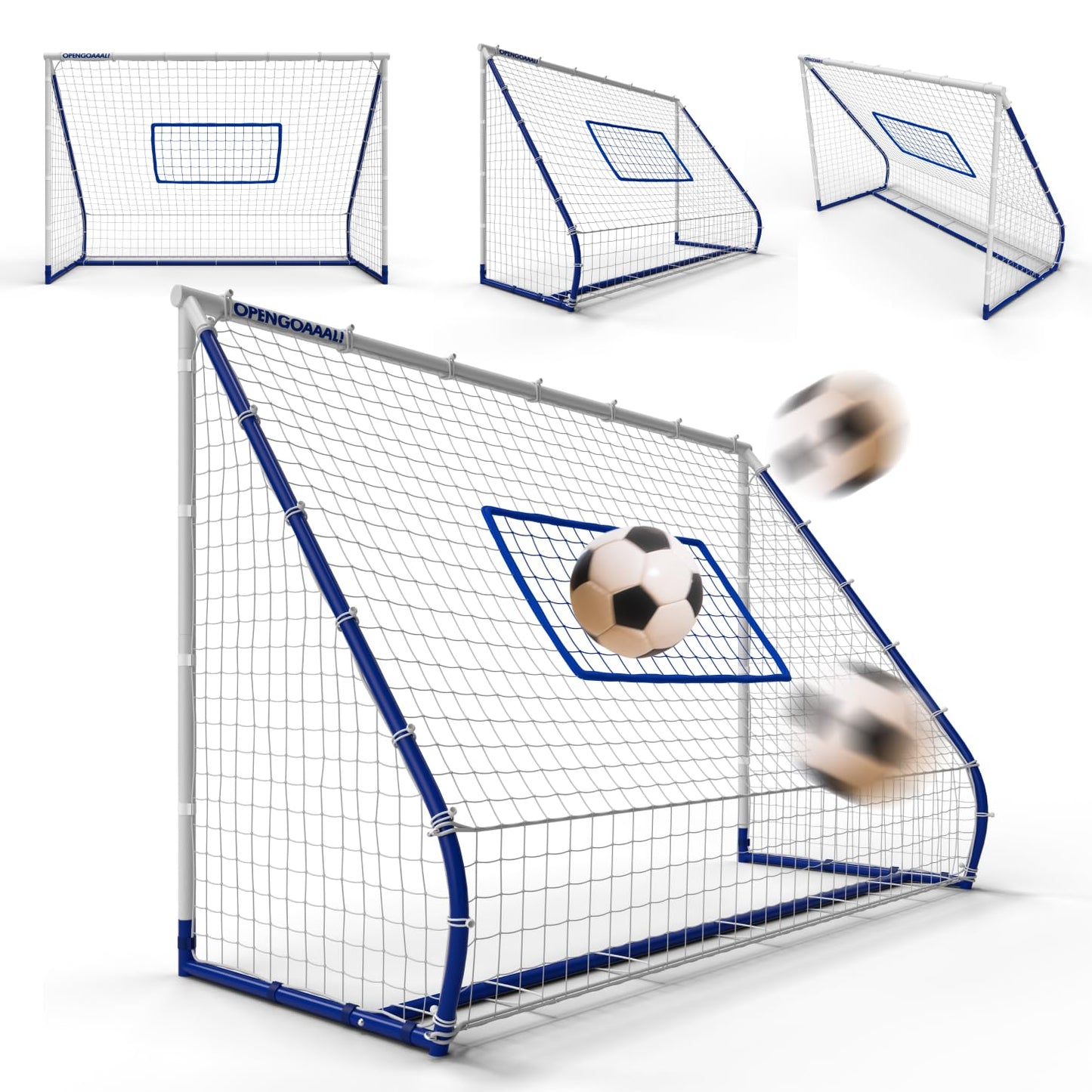Open Goaaal 3-in-1 Soccer Rebounder Goal - 4 ft x 6 ft - Adjustable Angle Modes for Shooting Drills - Ground-Pass Setup for Passing Practice - High-Angle Rebound Net for Ball Control