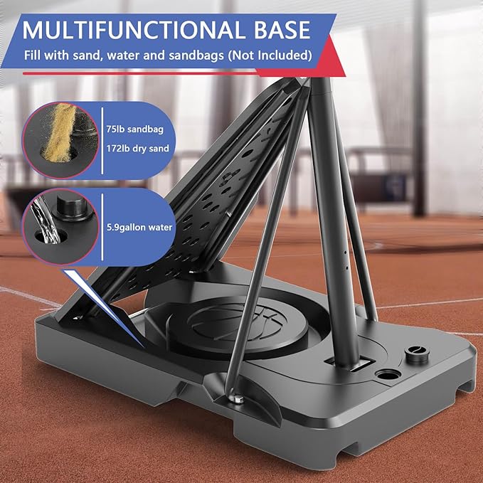 Portable Basketball Hoop Outdoor, Adjustable Height 5.5-10FT Basketball Goal with Heavy-Duty Steel Frame & Wheels