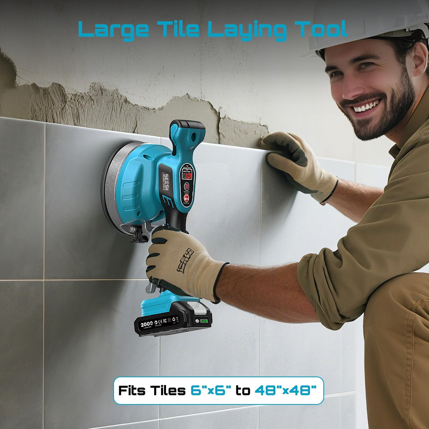 SEESII Tile Vibration Tool 160mm: Vibration Leveling Machine 10-Hours Long Lasting, Tile Vibrator With 12 Speeds For Laying Floor Wall Larger Tiles(6"X6" - 48"X48"), Tile Installers DIYer (KP-160B)