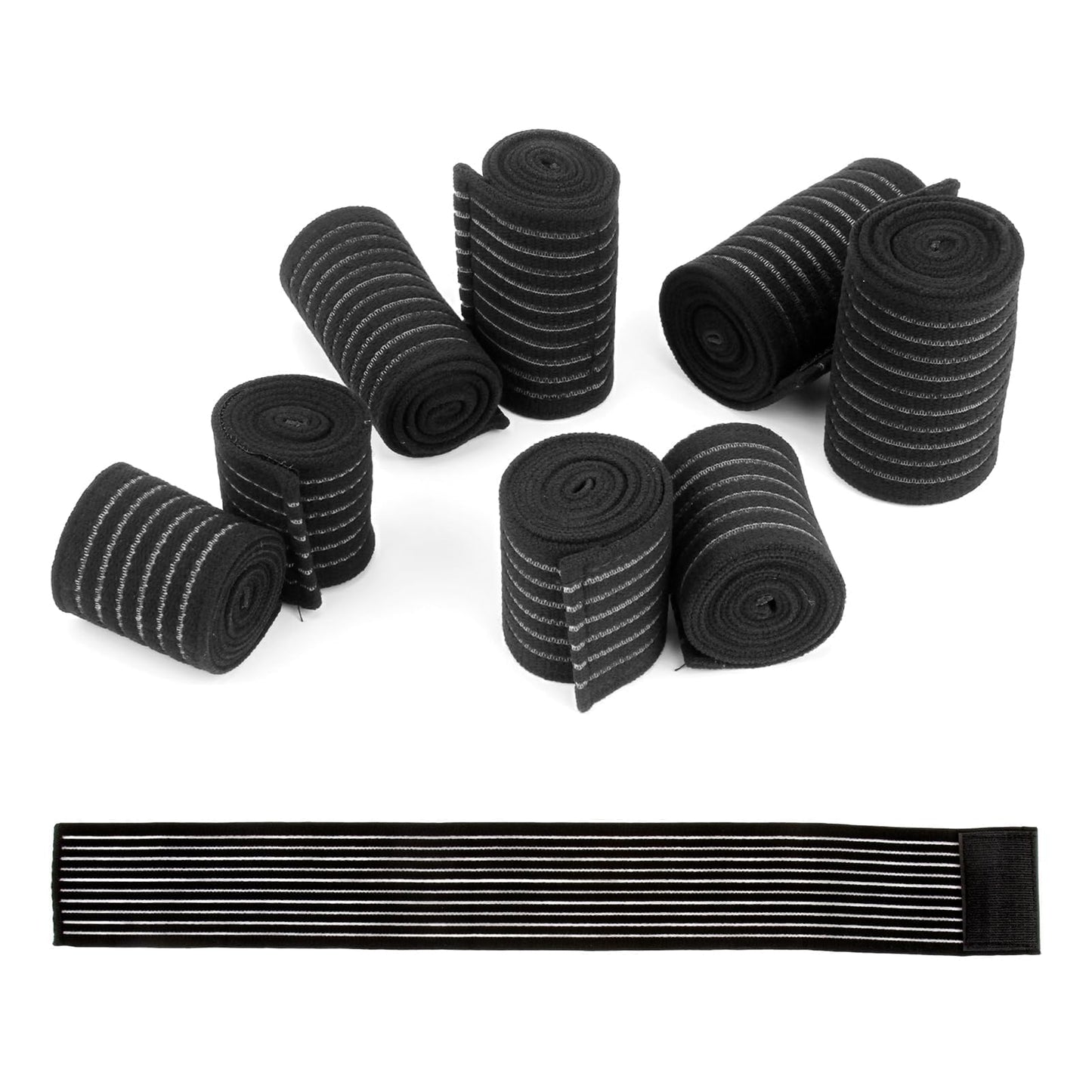 8 Pack Ice Pack Straps - 4 Sizes Elastic Wrap for Ankle Wrist Elbow Calf, Reusable Hot Cold Therapy Strap, Adjustable Ice Pack Holder, Strong Hook and Loop Reusable Ice Belt Extender
