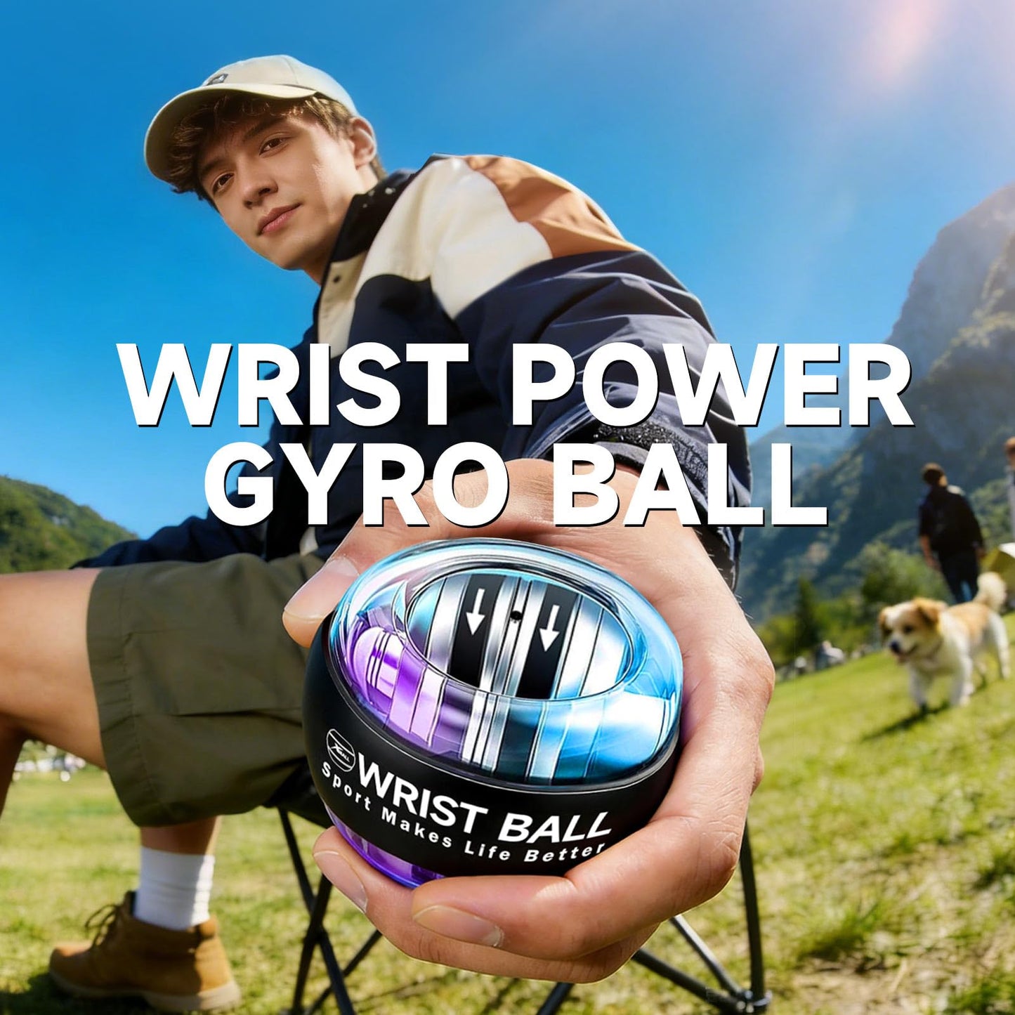 XMALL Torque Ball Hand Exerciser, Grip Strength Trainer, Auto-Start Colorful Lighting, Forearm Strengthener, Hand Strengthening Devices, Wrist Power Gyro Ball, Wrist Strengthener, Auto-Start(Black)